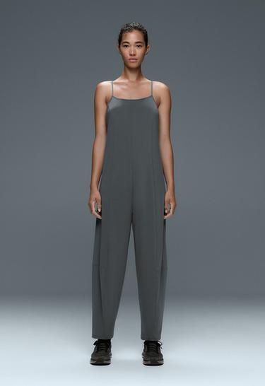 Light Touch wide long jumpsuit — STEEL GREY 3