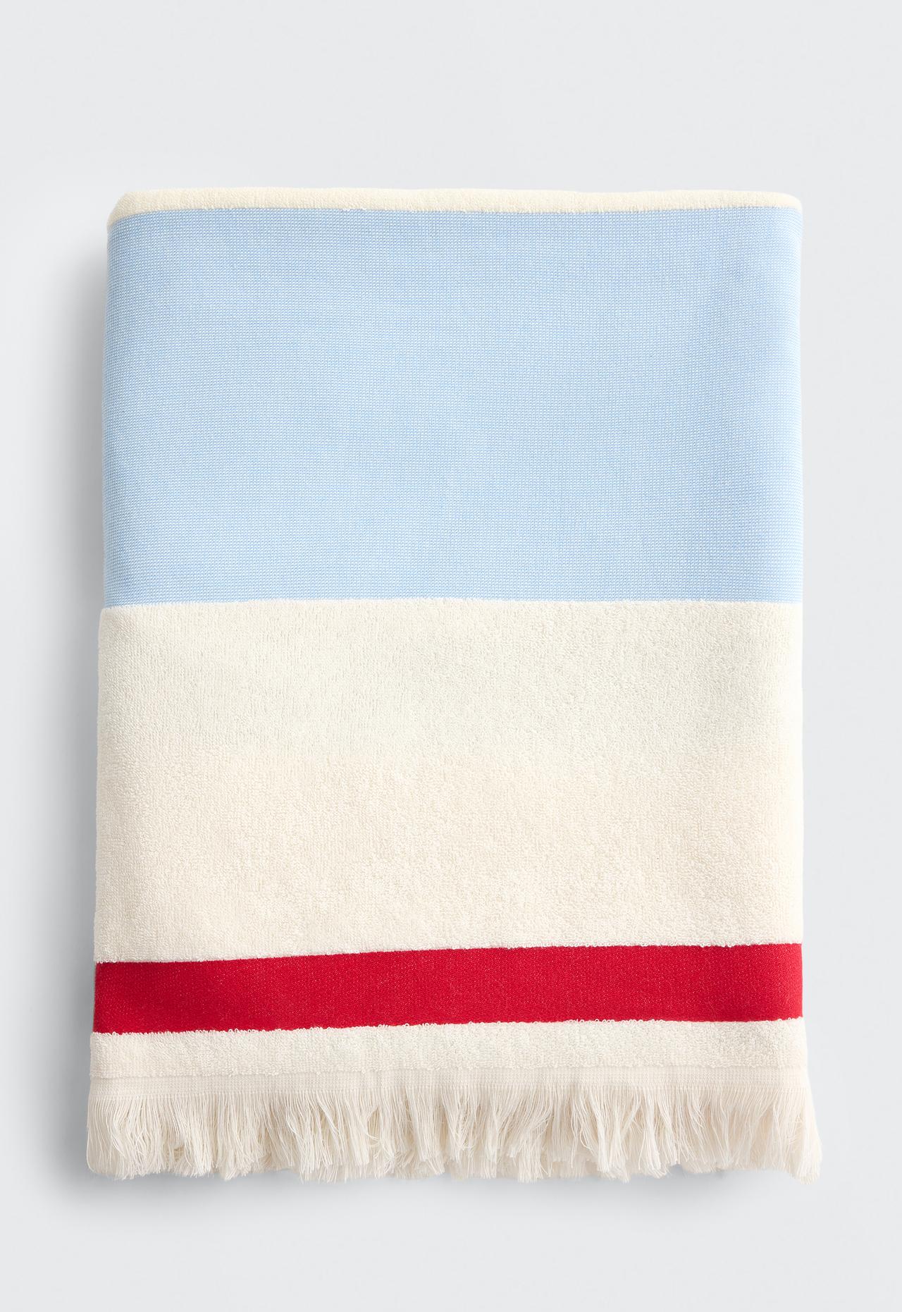 Striped 100% cotton towel — BLUE