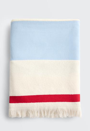 Striped 100% cotton towel — BLUE 2