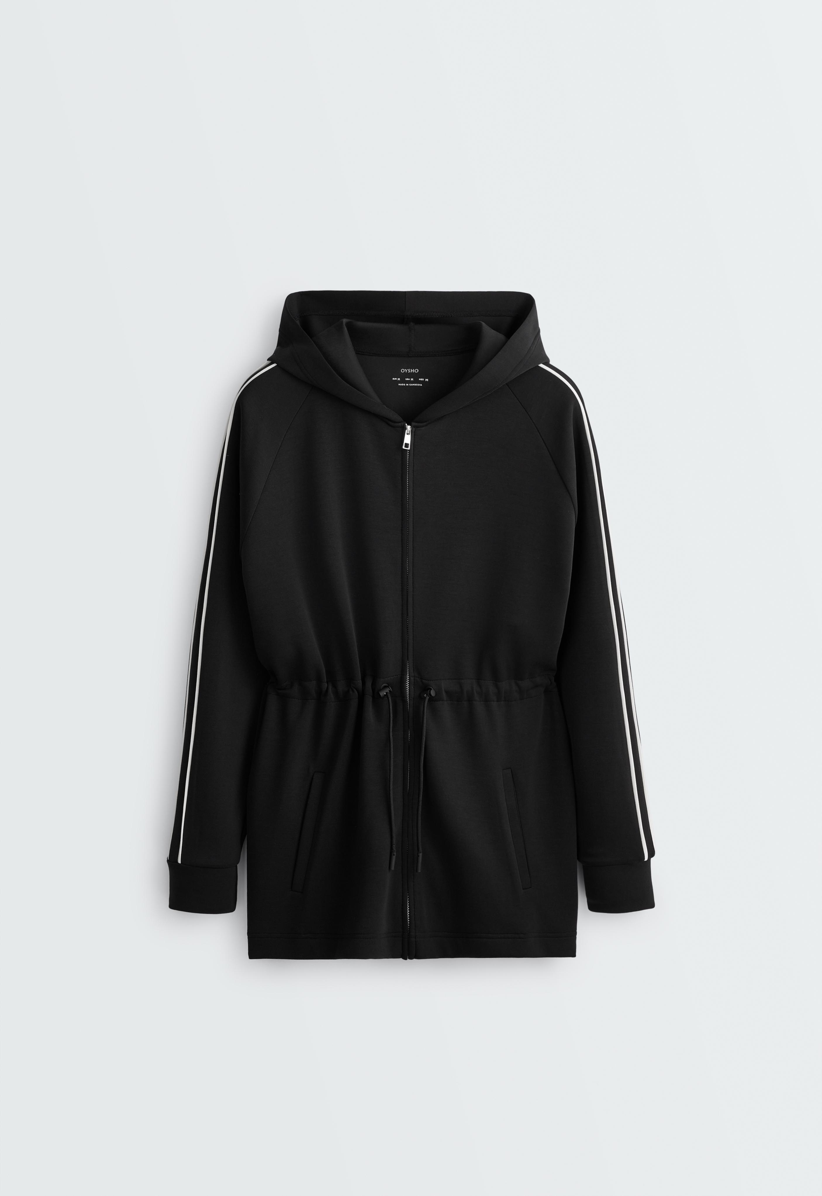 Long modal hooded jacket — BLACK