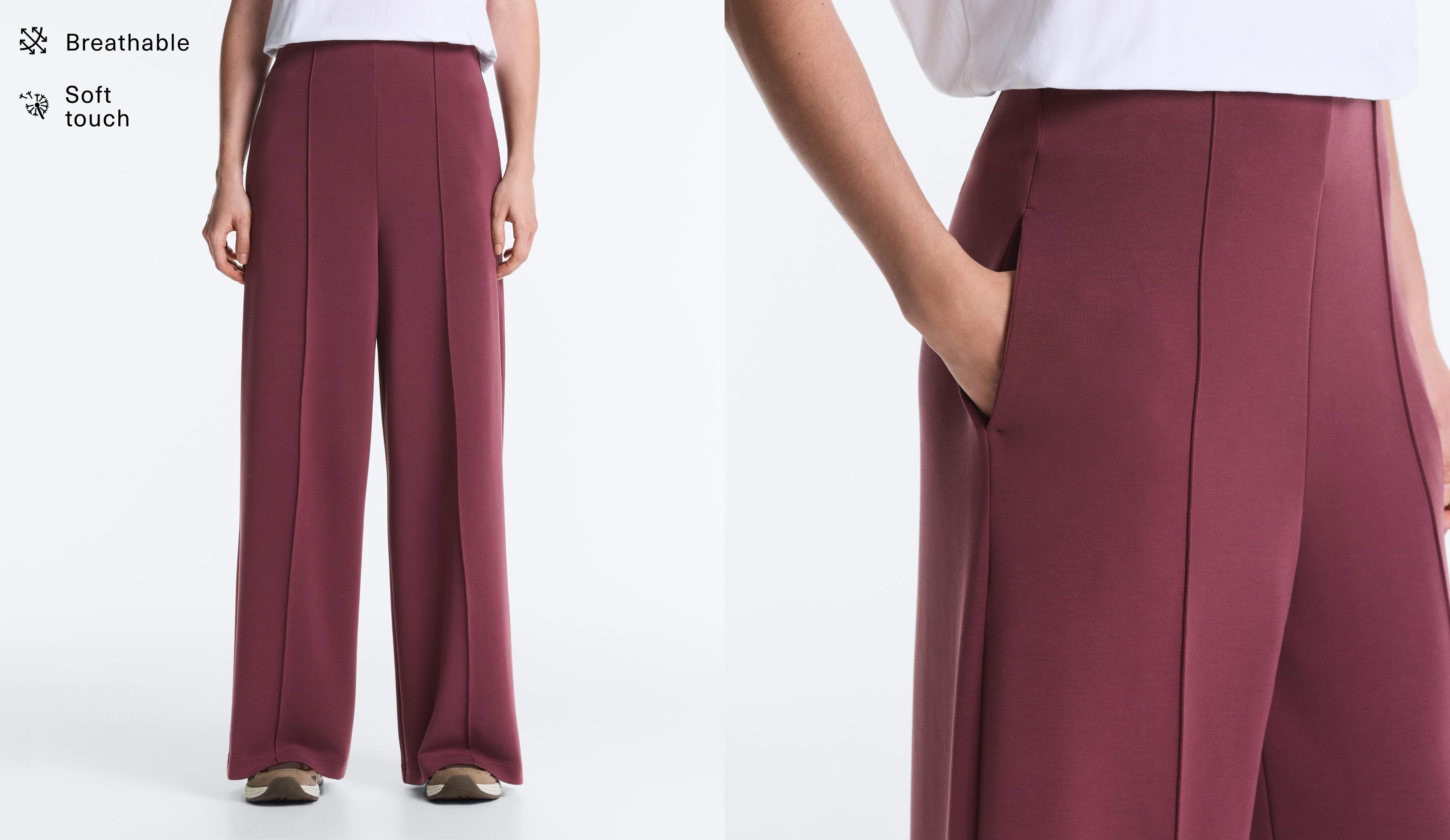 Straight-leg trousers with modal and crease — CHERRY