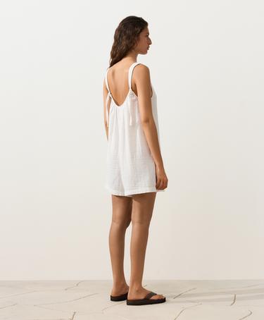 100% cotton gauze short jumpsuit — WHITE  7