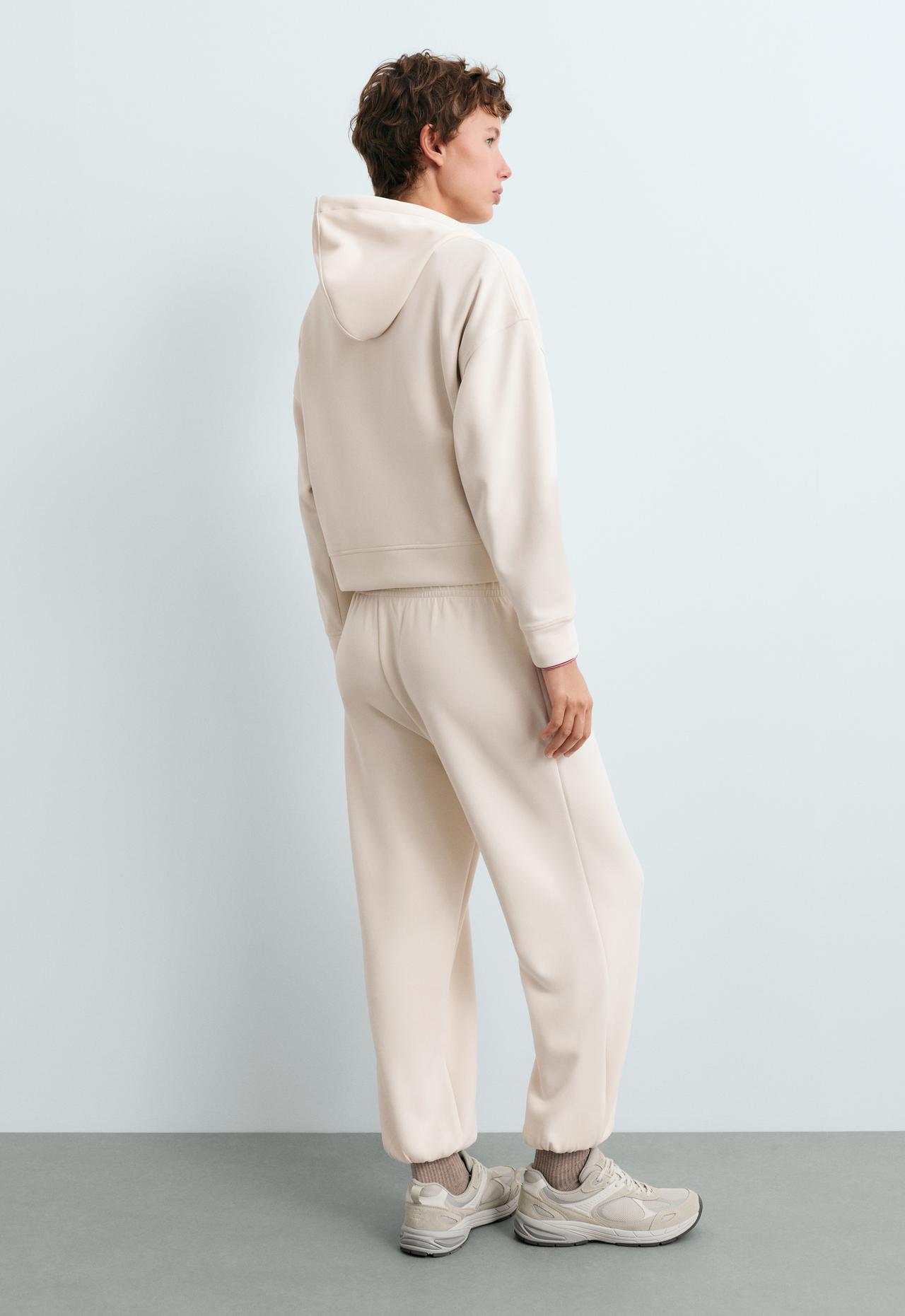 Relaxed Jogger trousers in modal Brushed fabric — PALE ECRU