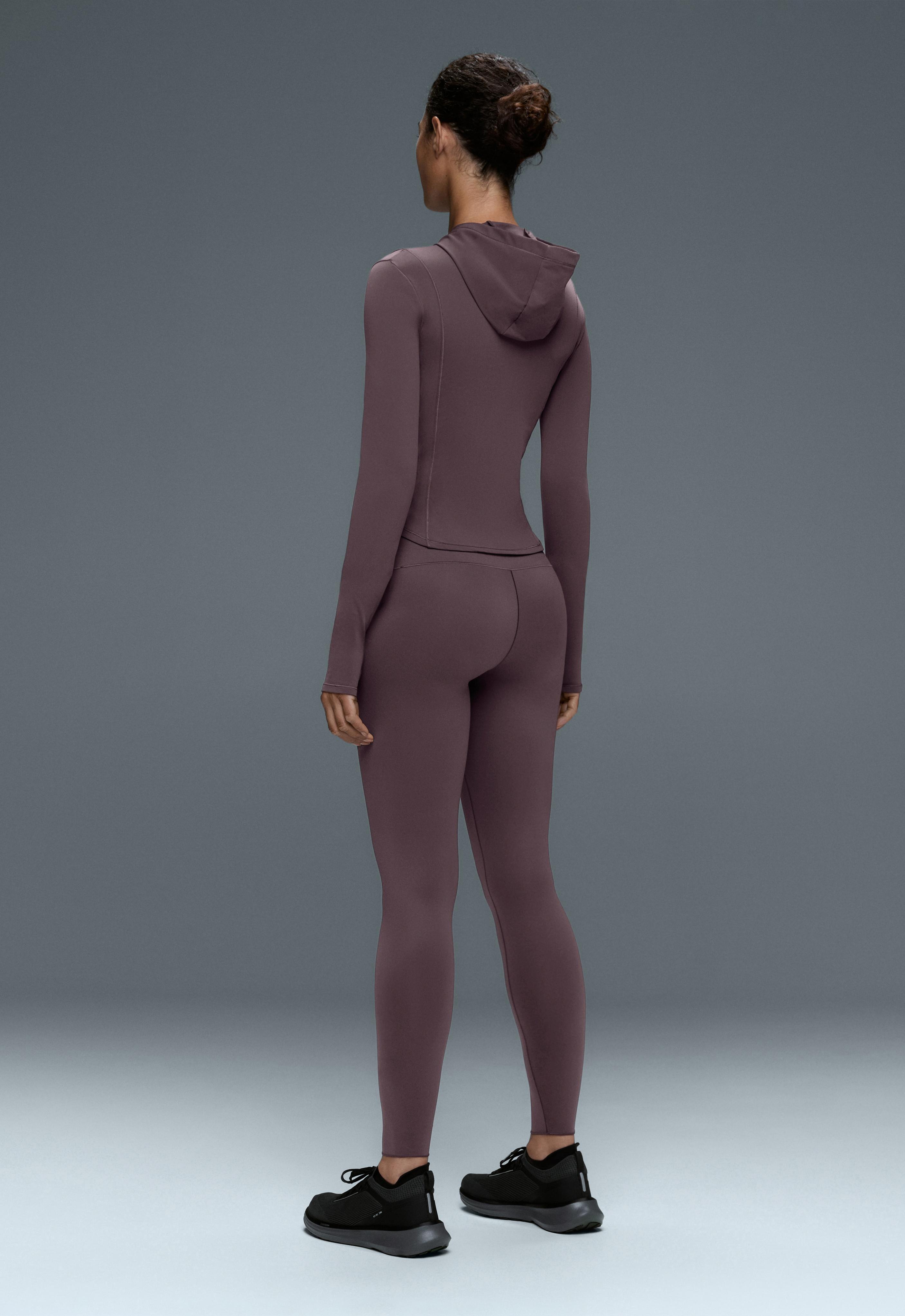 Light warm cropped technical jacket — Purplish brown