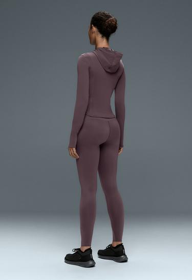 Light warm cropped technical jacket — Purplish brown 6