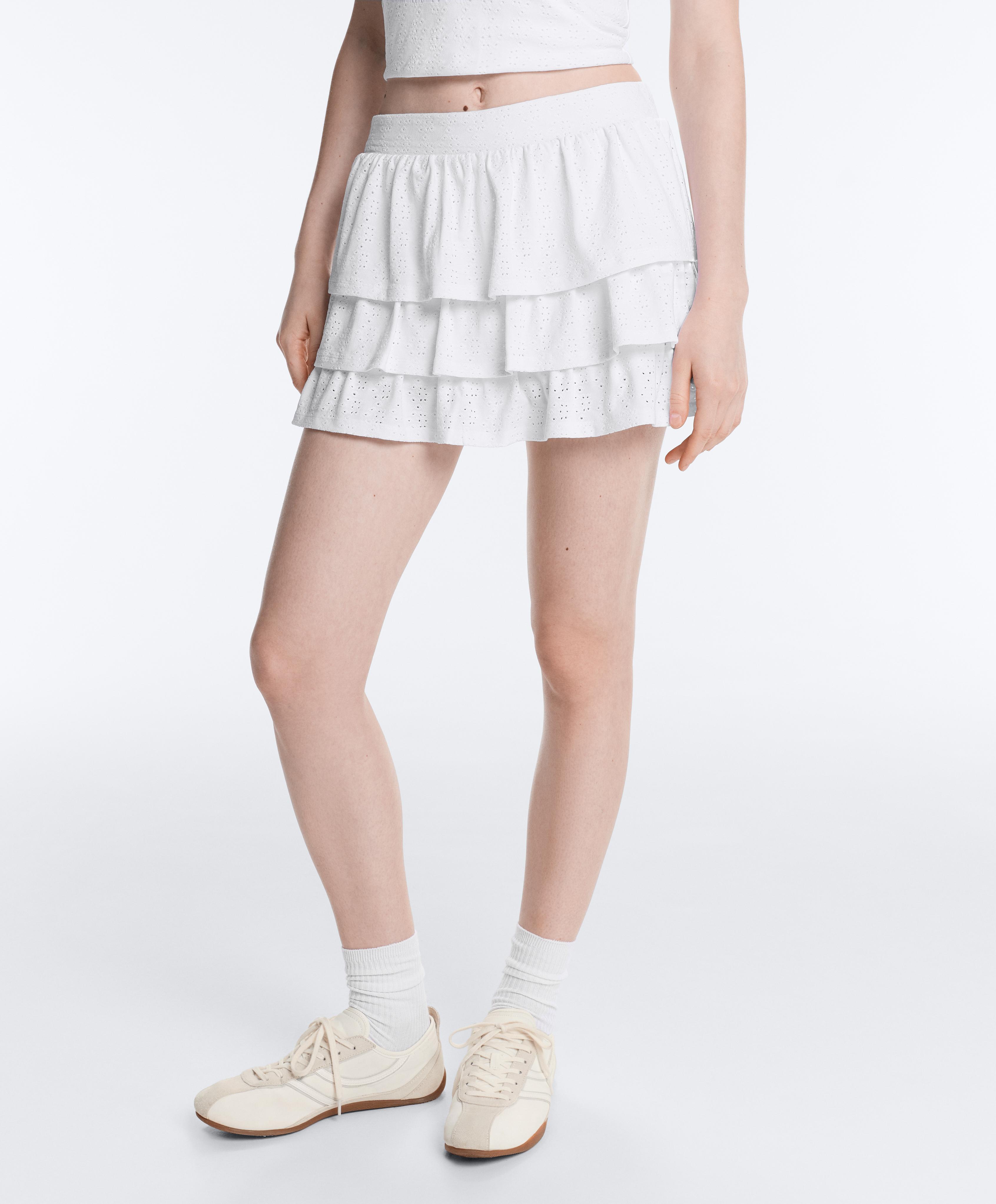 Comfortlux embroidered short skirt — WHITE