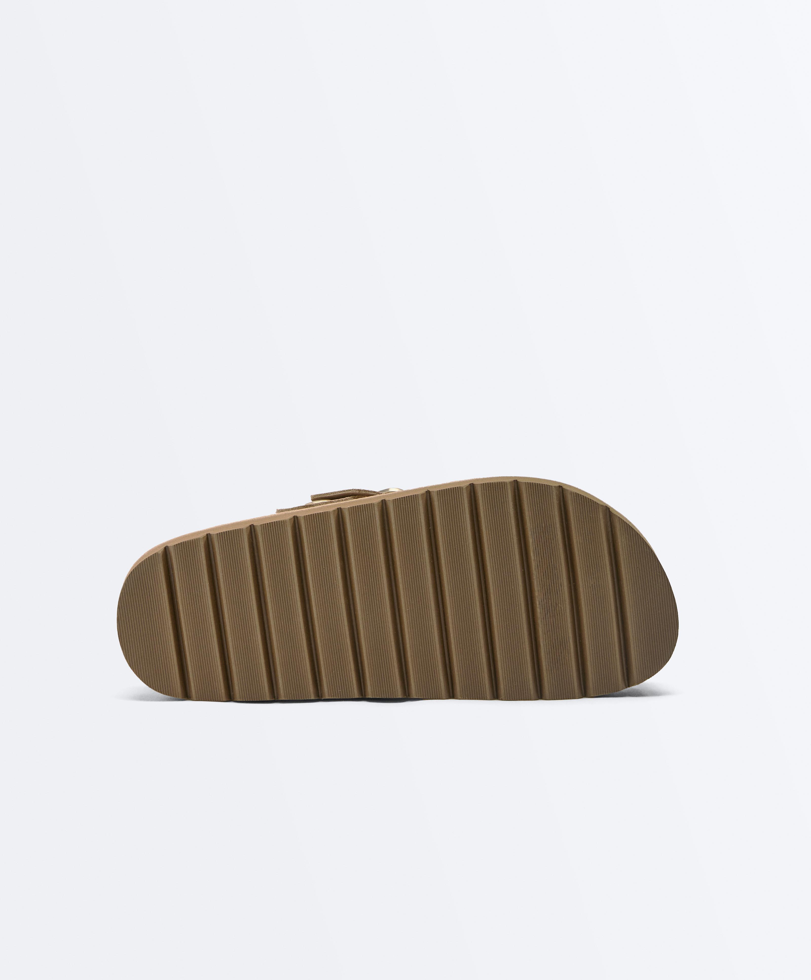Buckled split-leather mules — TOASTED BROWN