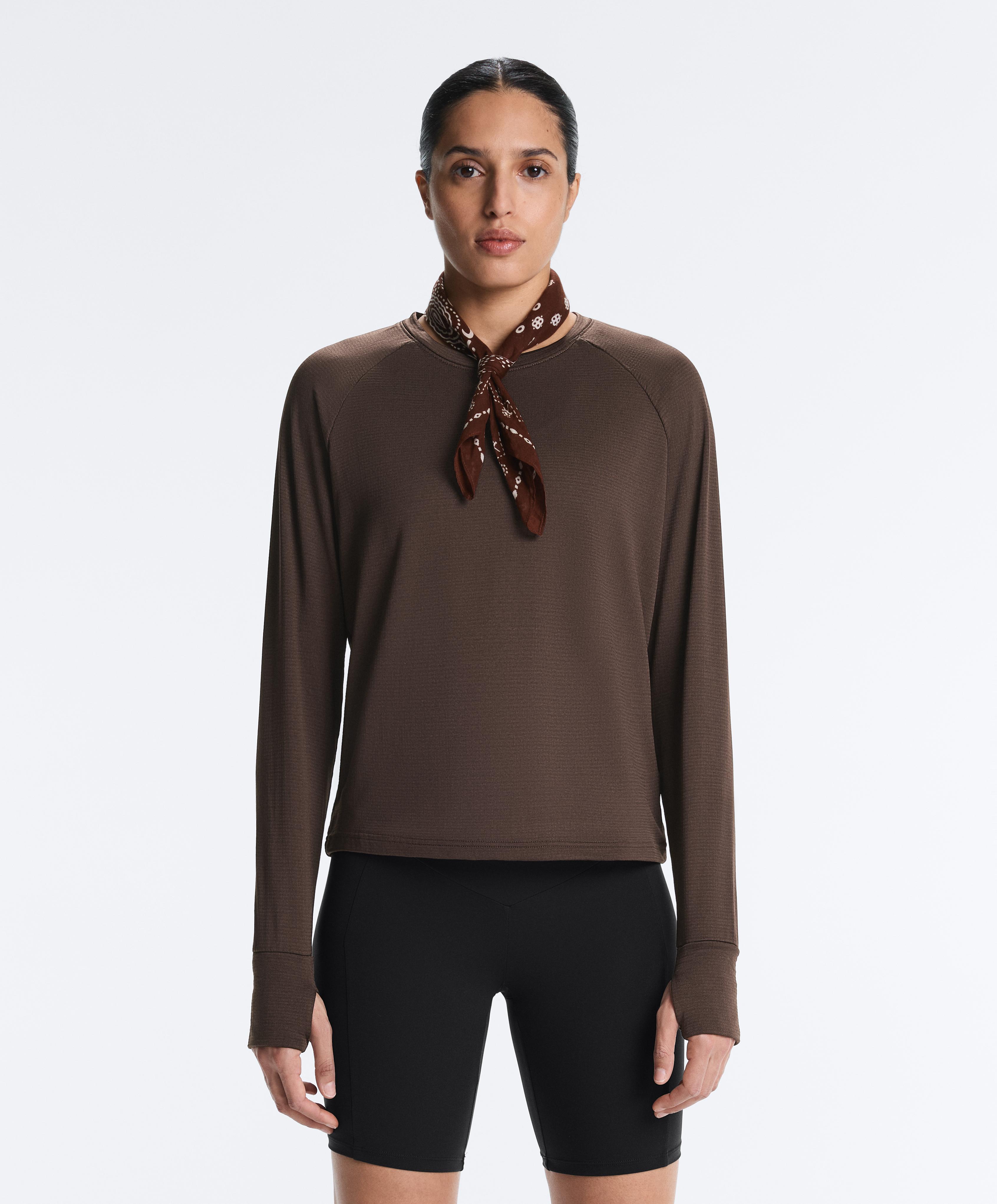 Long-sleeved technical T-shirt — BROWN