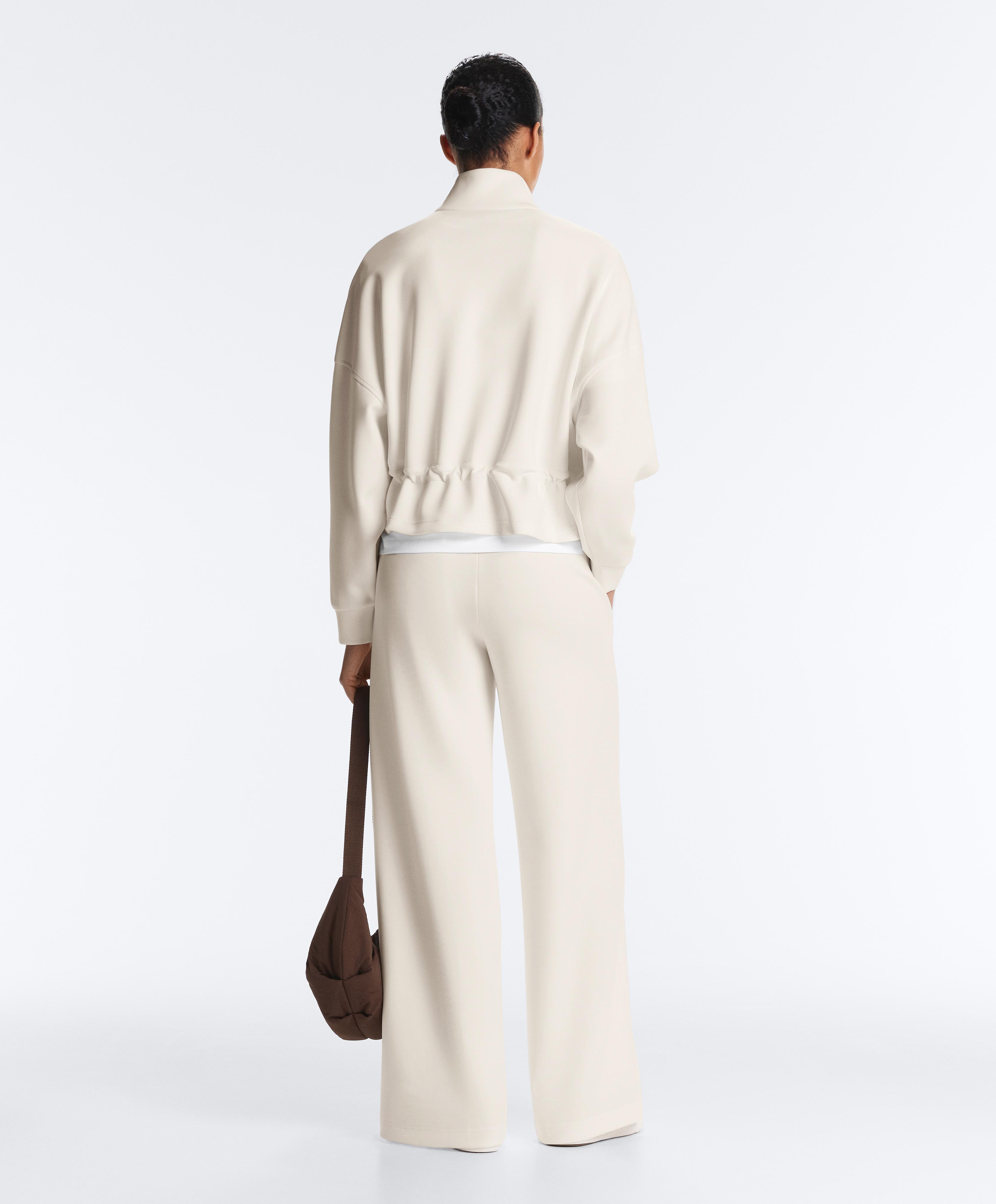 Straight-leg trousers with soft-touch modal and piping — PALE ECRU