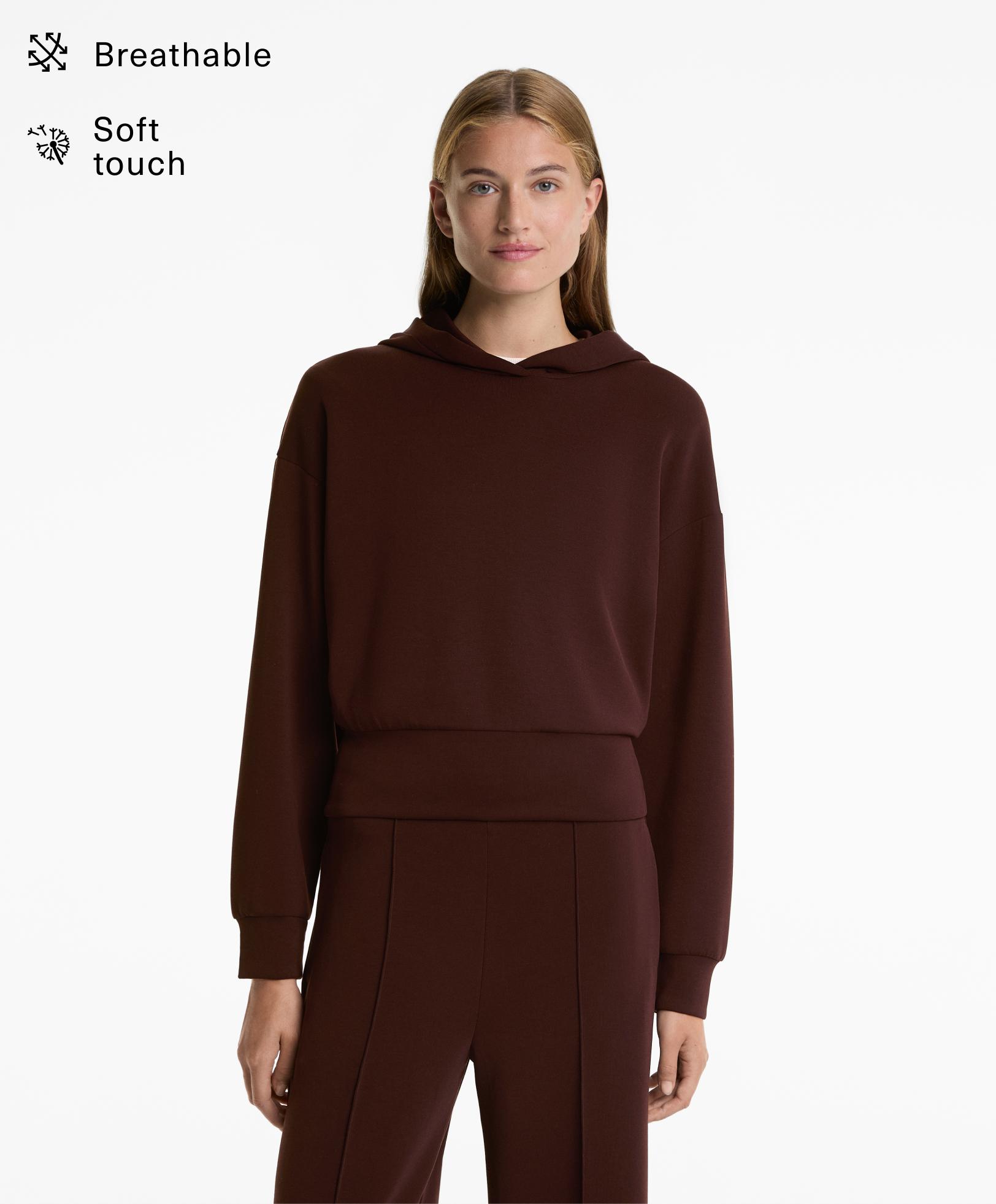 Crop-Sweatshirt mit Kapuze und taillierter Taille mit weichem Modal-Griff