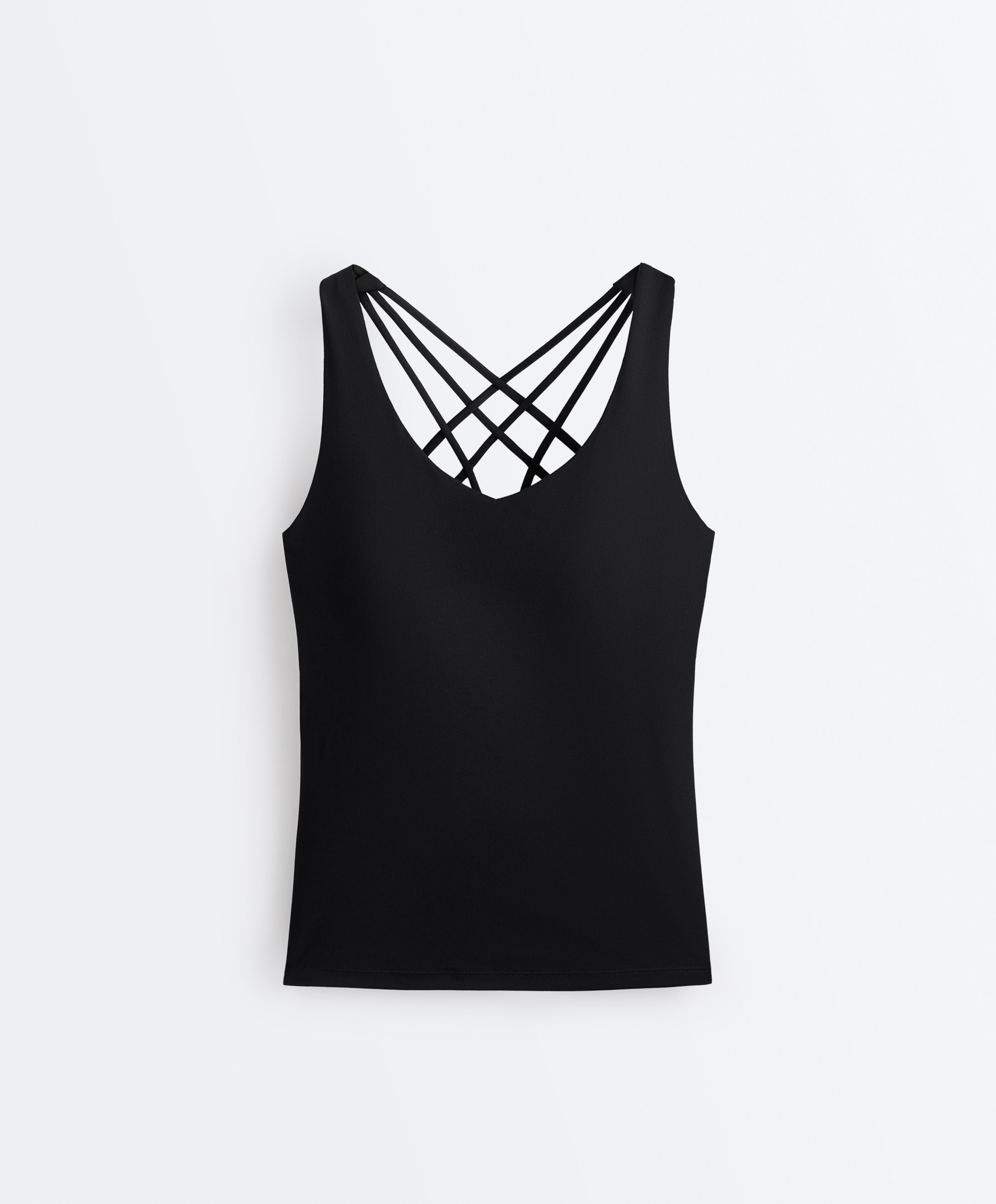 Comfortlux long Tank top multi strap cups — BLACK