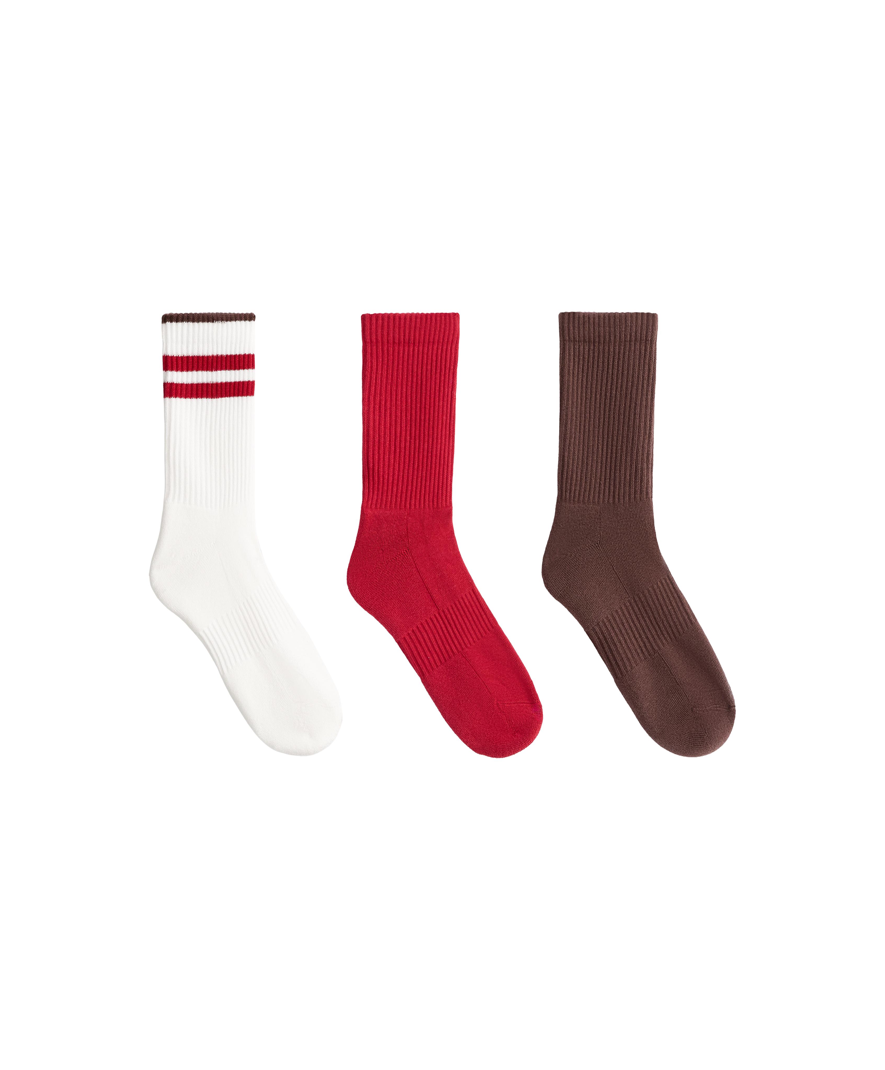 3 pairs of classic cotton blend sports socks — CHOCOLATE