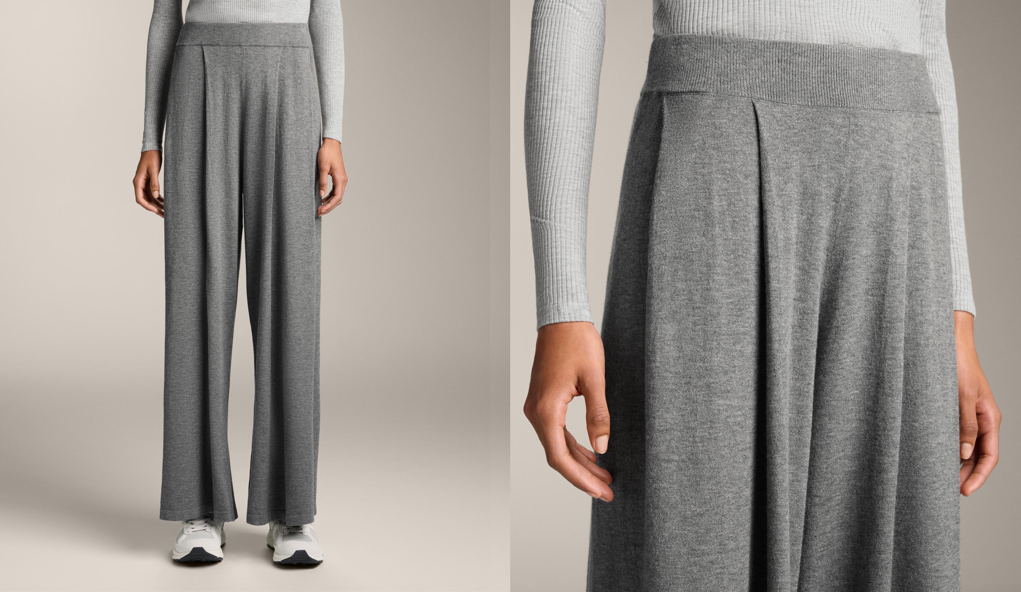 מכנסי סריג ארוכים רחבים בגזרה ישרה. מכנסי סריג ארוכים רחבים בגזרה ישרה.