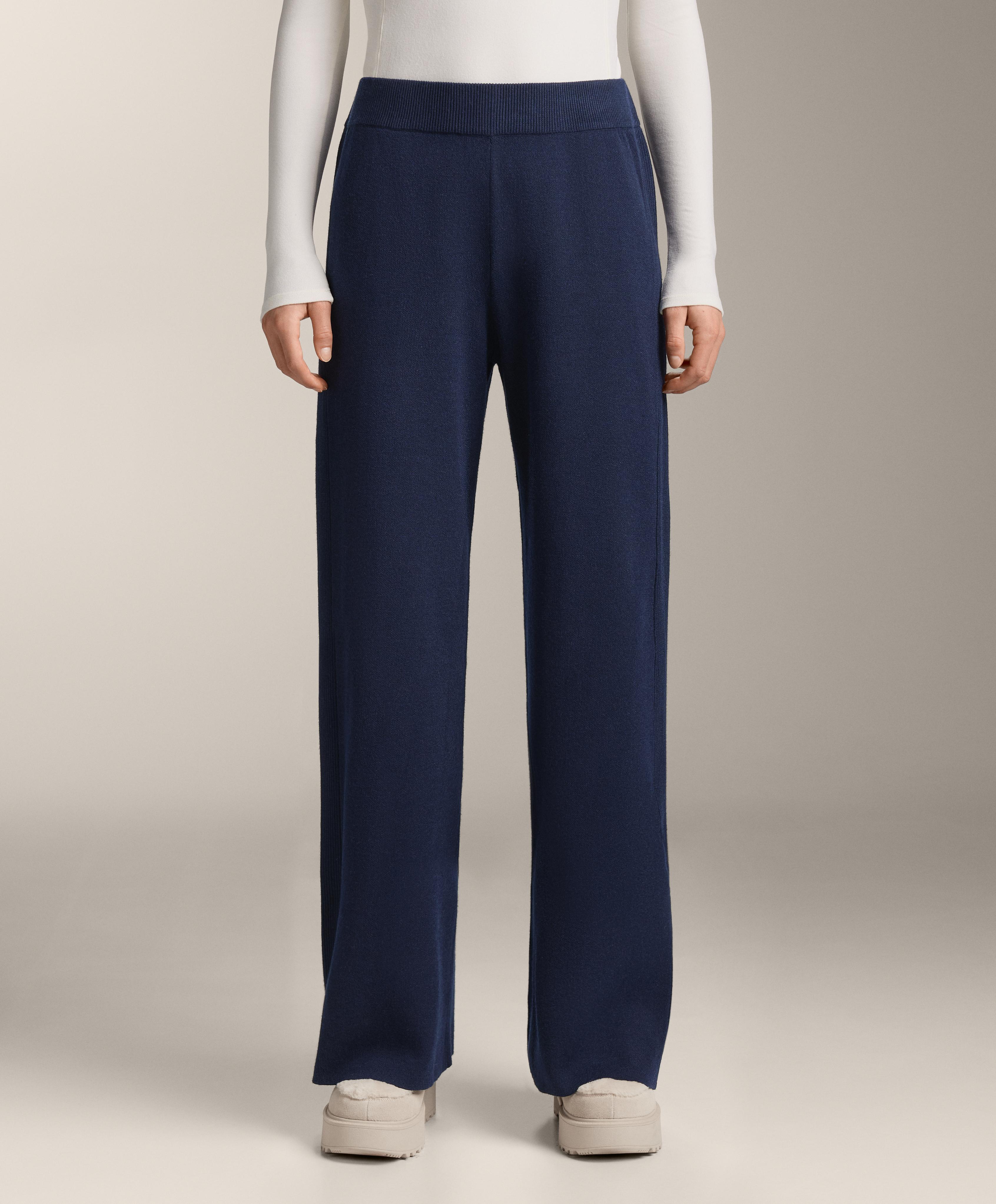 Straight-leg knit trousers with side rib Straight-leg knit trousers with side rib