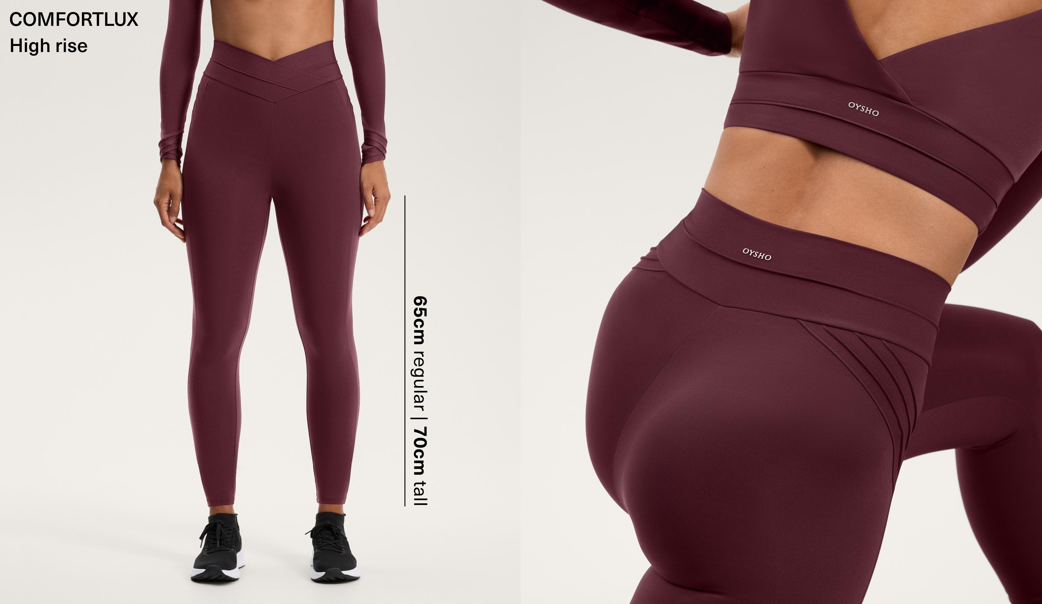 Ankellange Comfortlux leggings med V-talje og ribdetalje