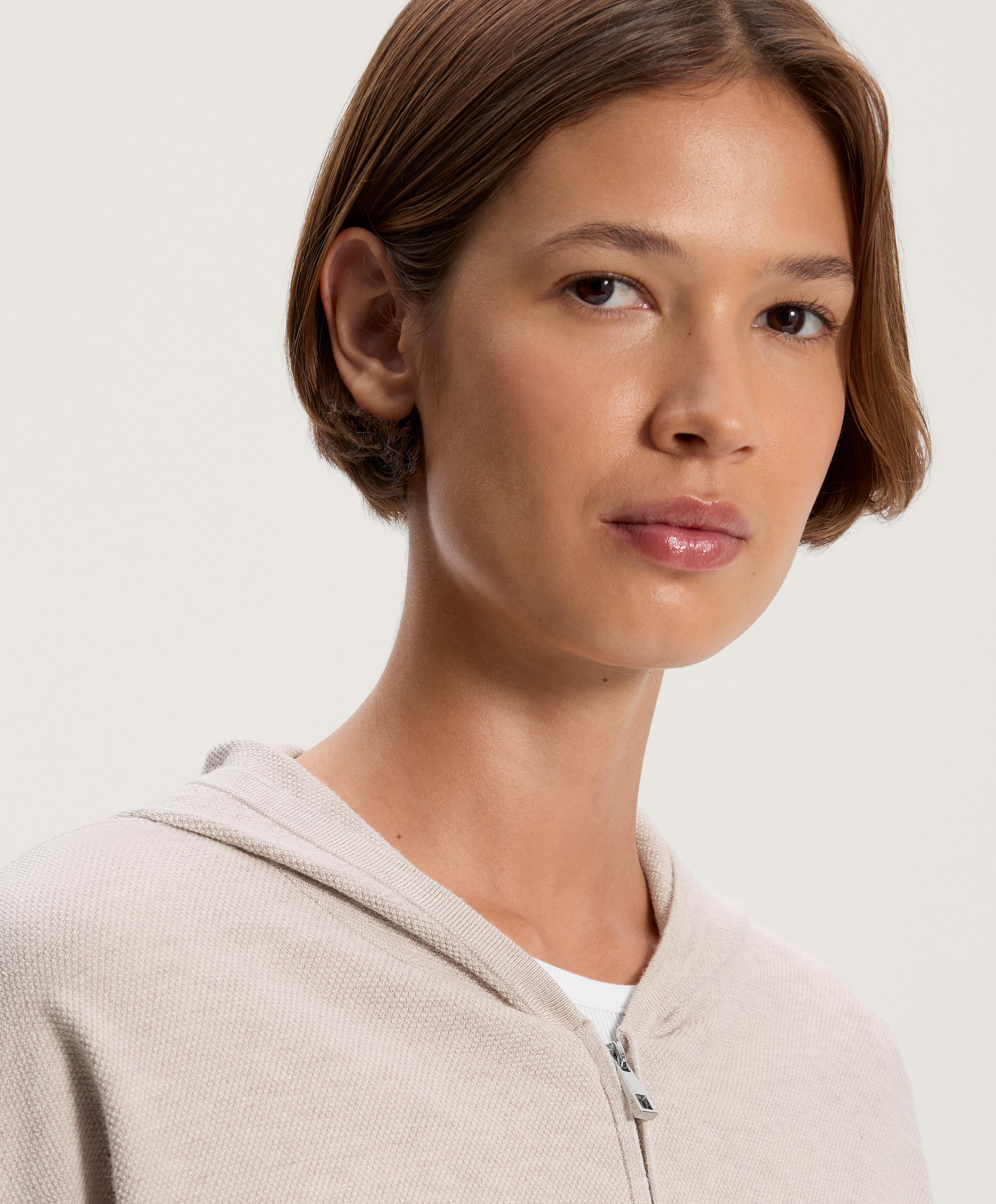 Chaqueta punto piqué capucha - Rebajas