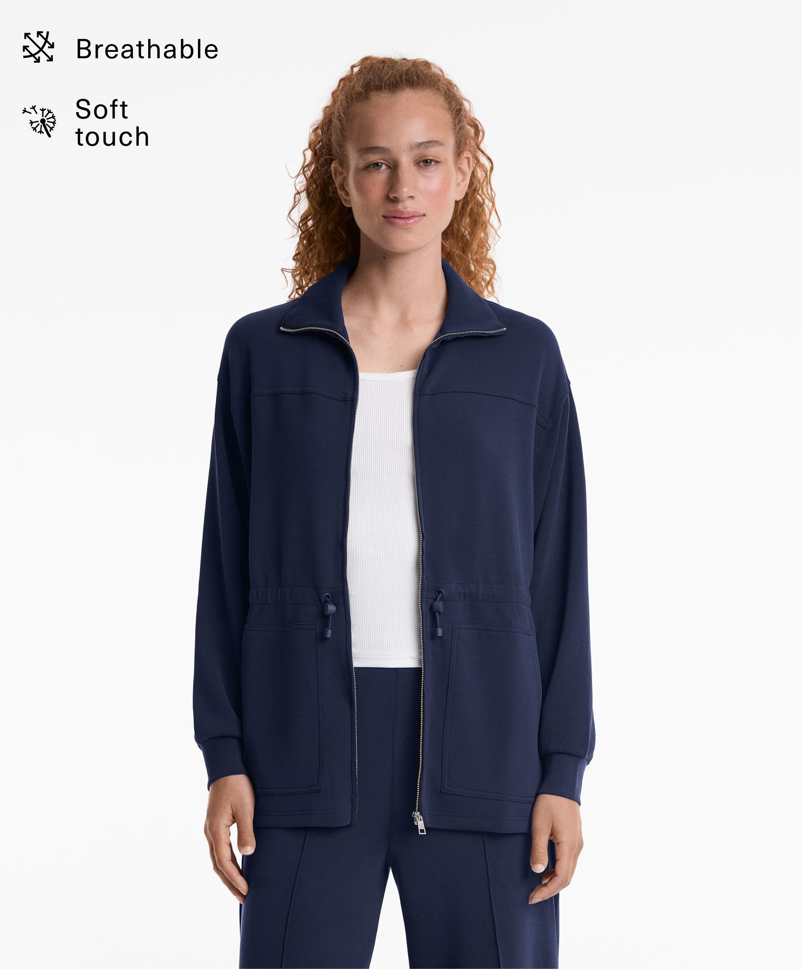 Long soft touch modal jacket with pockets