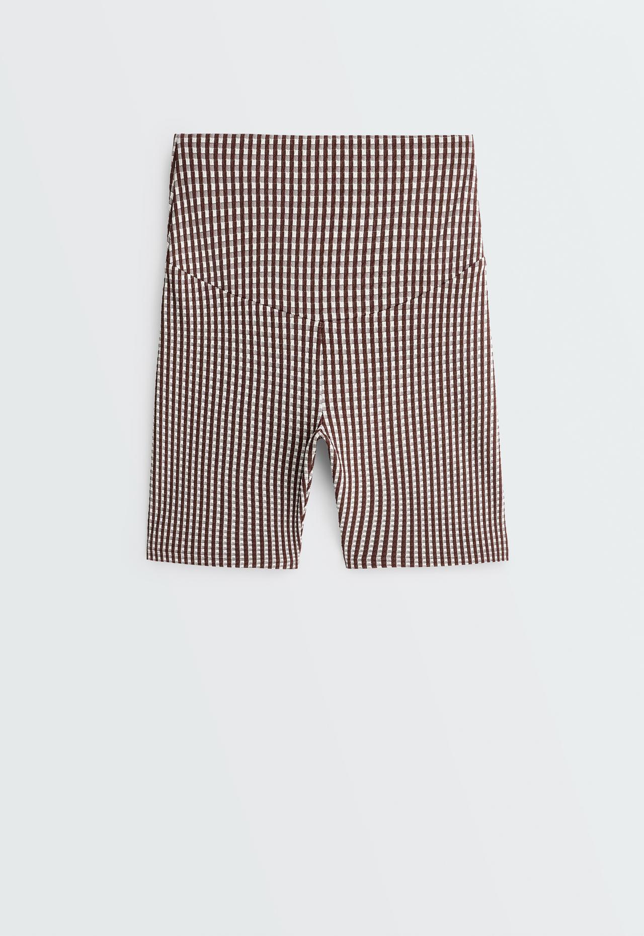 20cm high-rise Comfortlux gingham biker leggings — DARK REDDISH‑BROWN