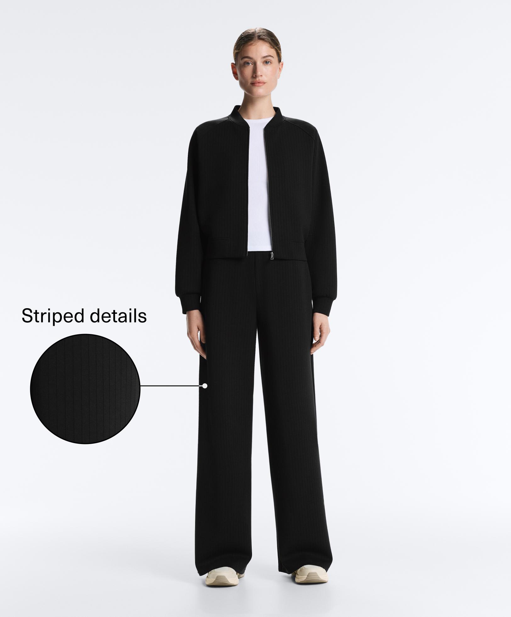Straight-leg striped trousers with soft-touch modal