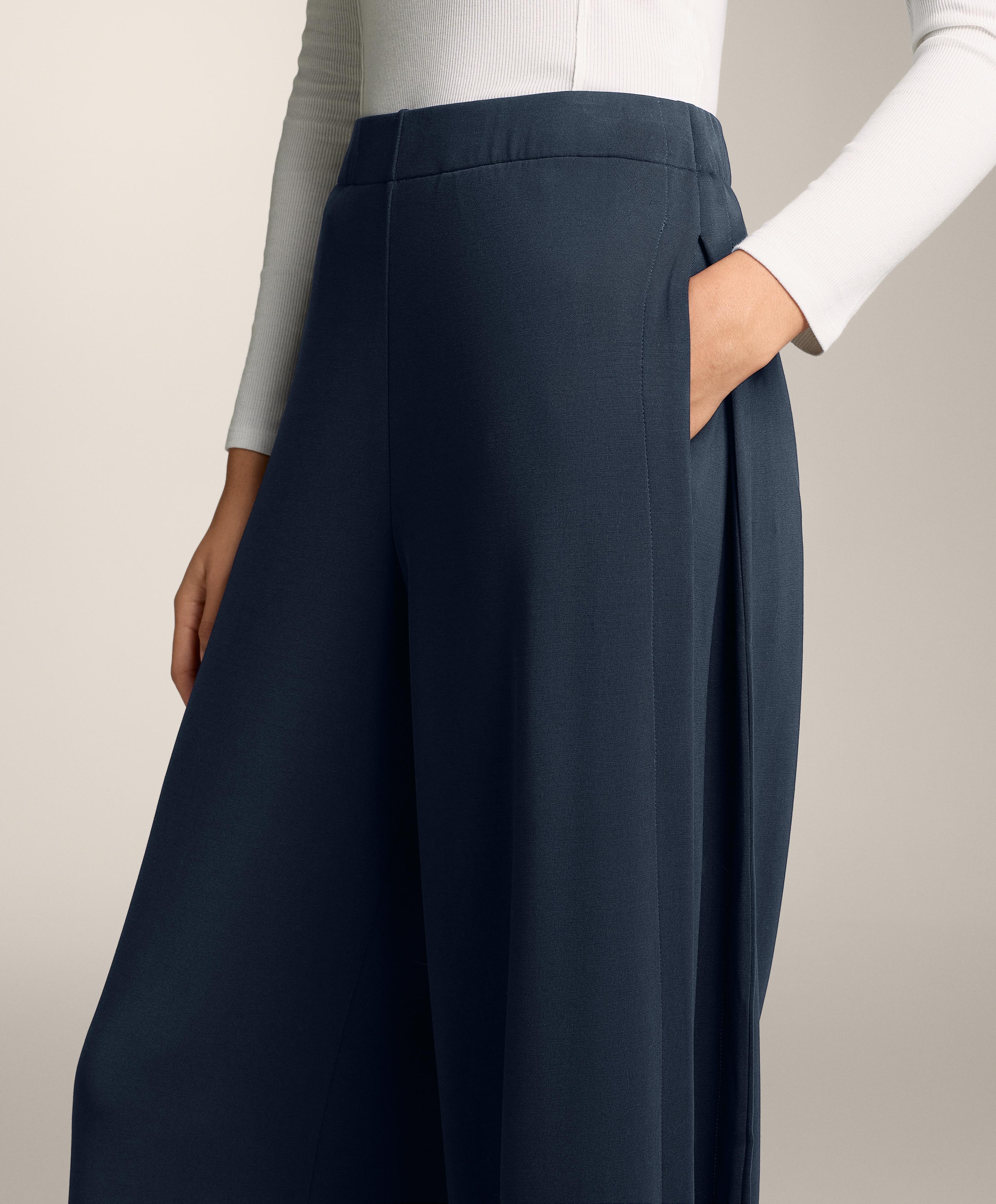 Cocoon trousers with modal side pleat — NAVY BLUE