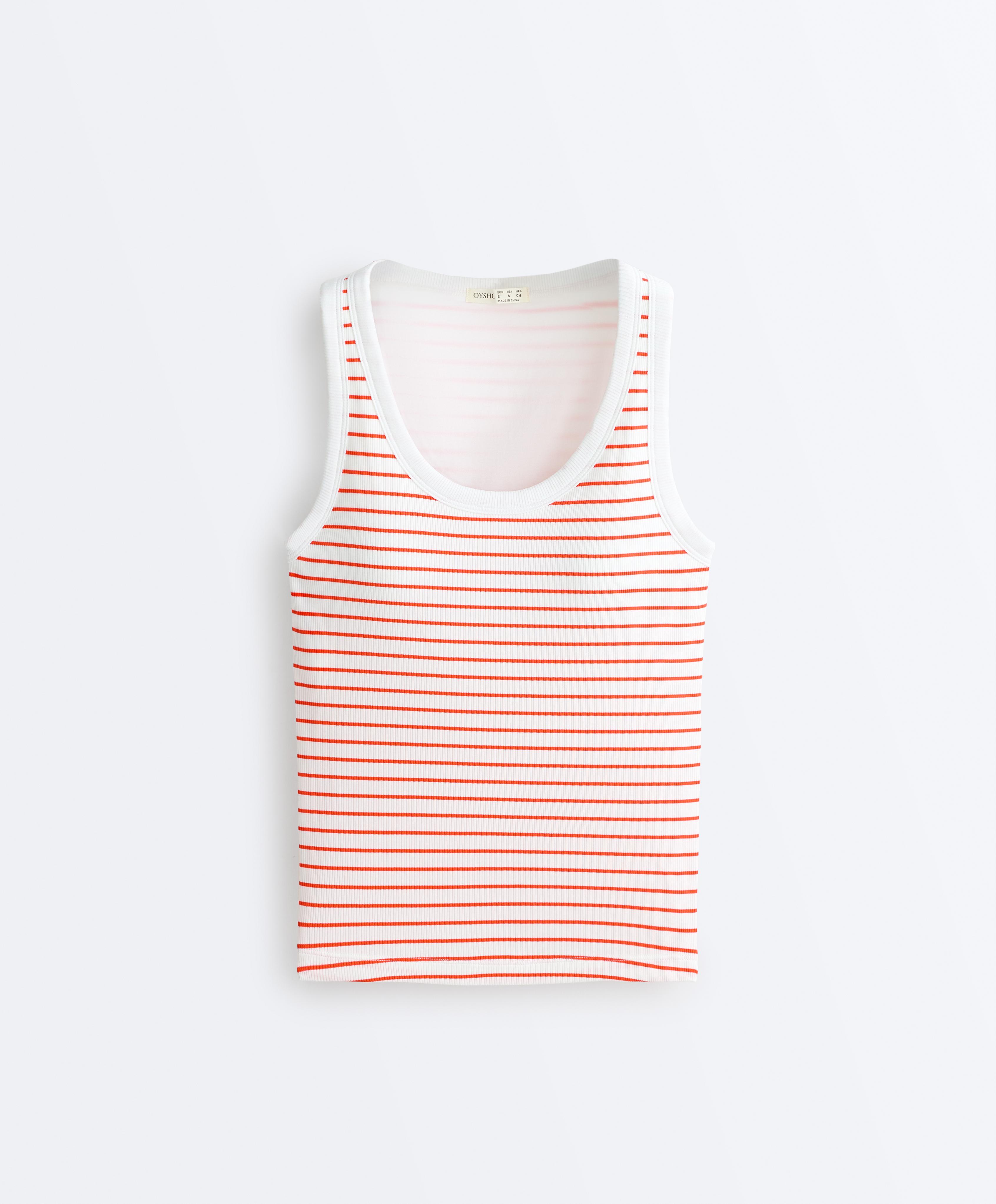 Long modal rib stripe tank top — BRIGHT ORANGE