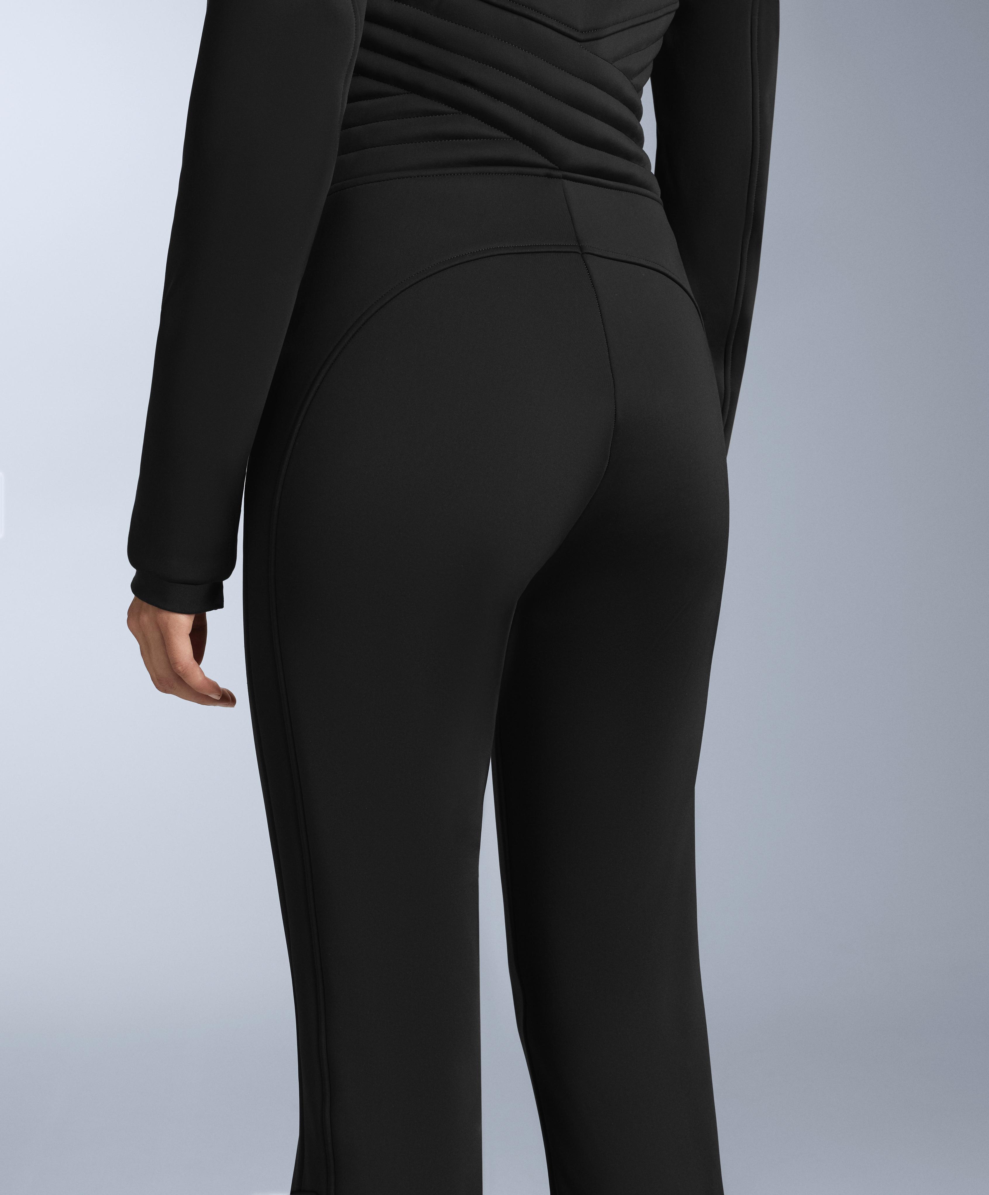 Water-resistant fitted stretch SKI jumpsuit — BLACK
