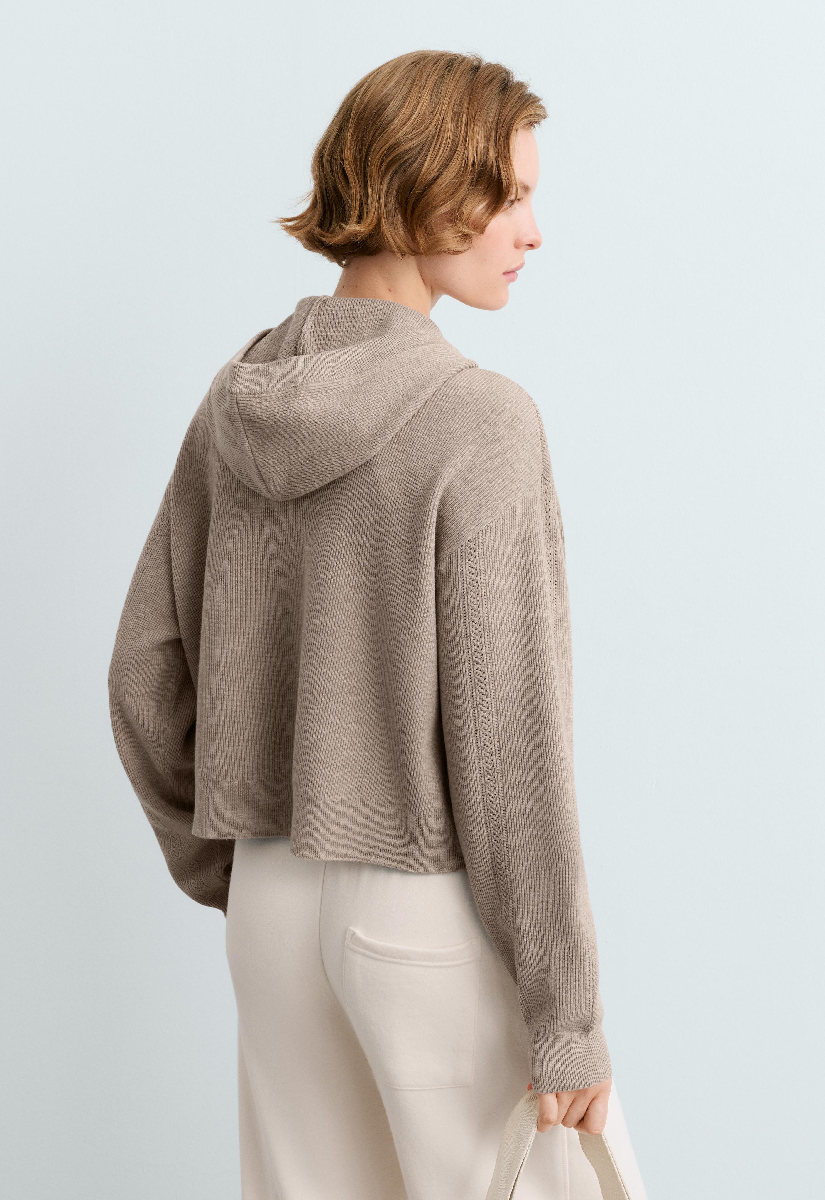 Open-knit hooded jacket — SOFT MINK