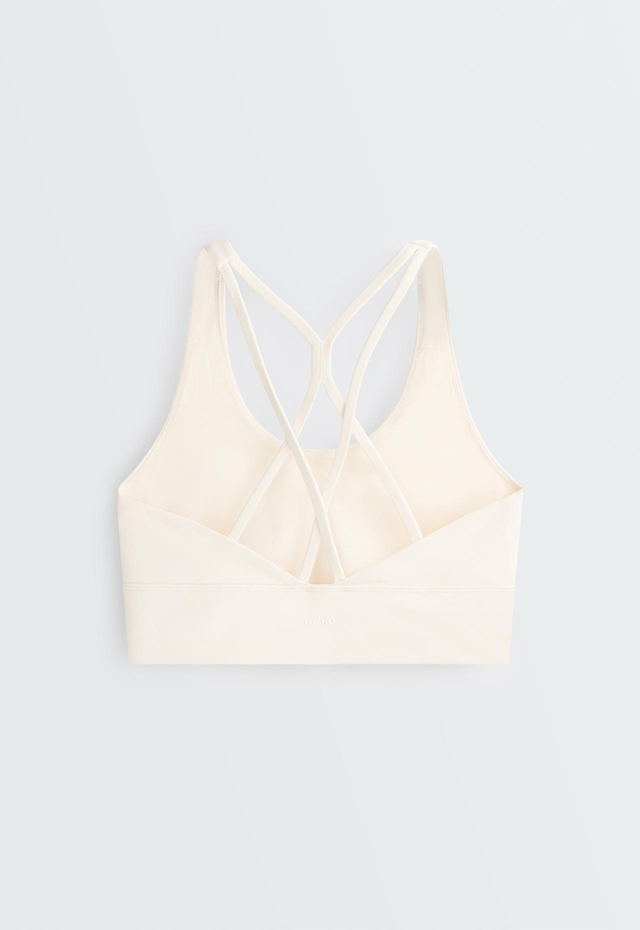 Medium support Comfortlux sports bra with cup — PALE ECRU