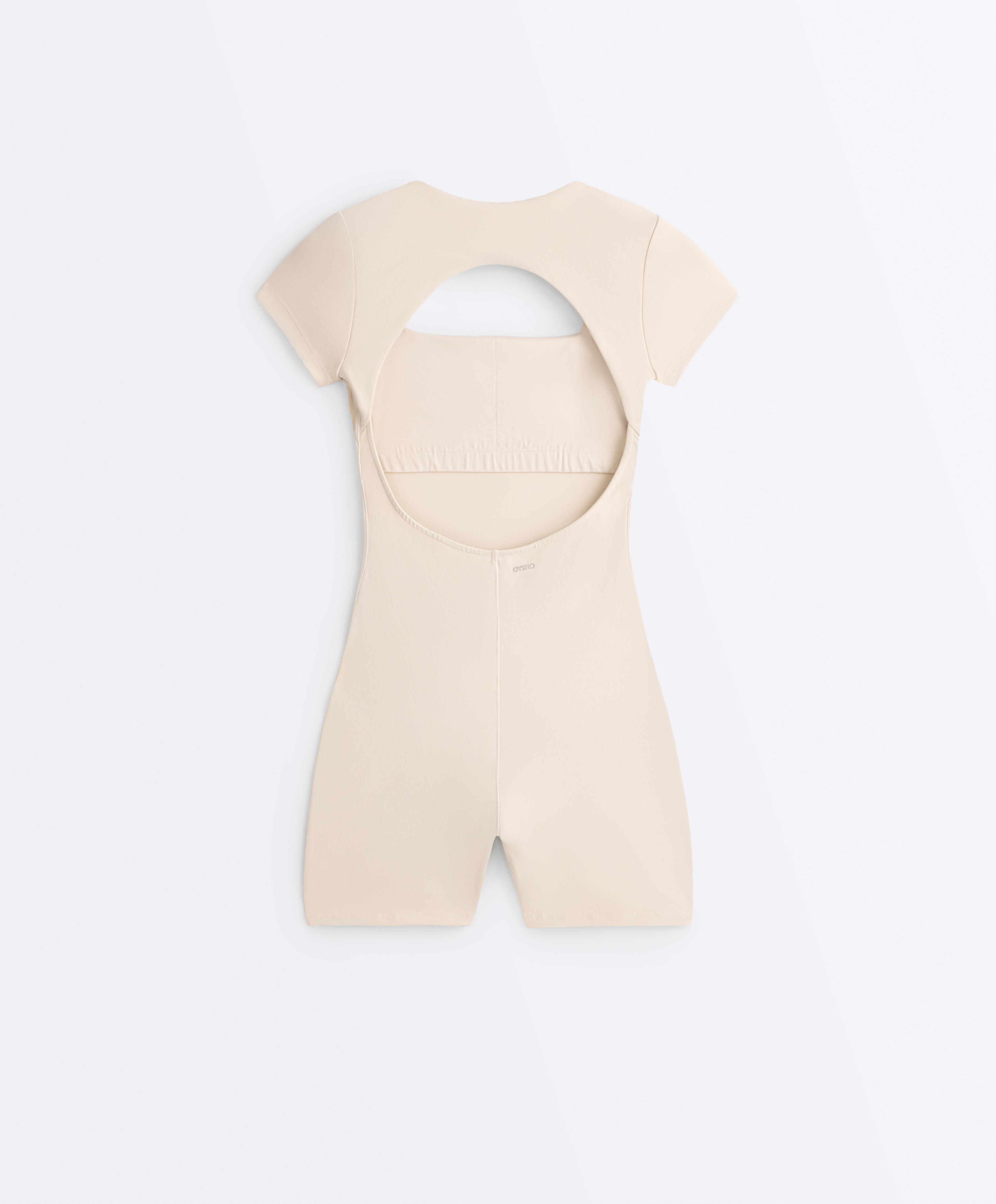 Evermove square neck short jumpsuit — PALE MINK