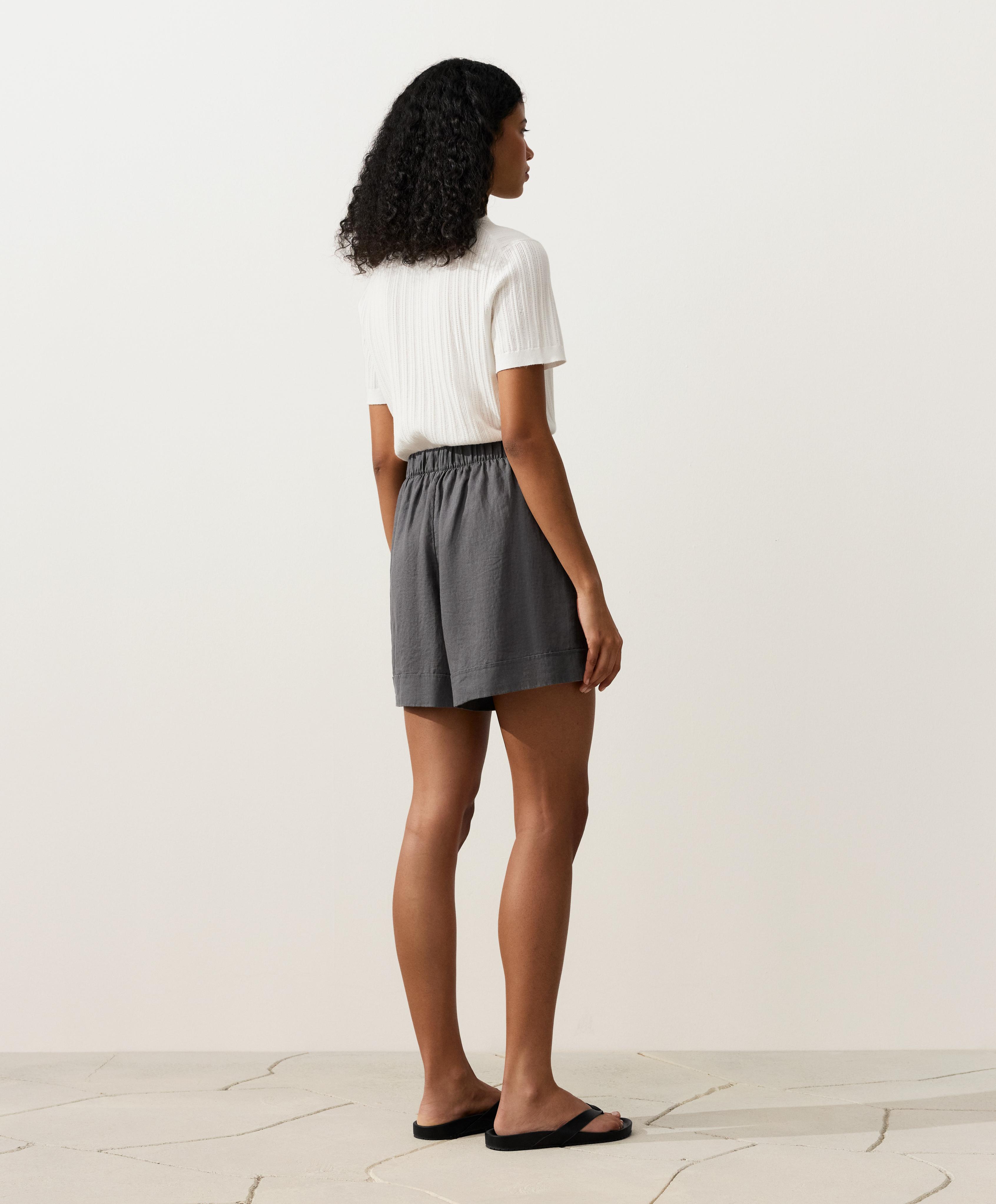100% linen Bermuda shorts — STEEL GREY
