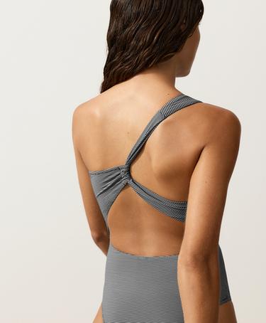 Mini gingham asymmetric trikini — BLACK 4