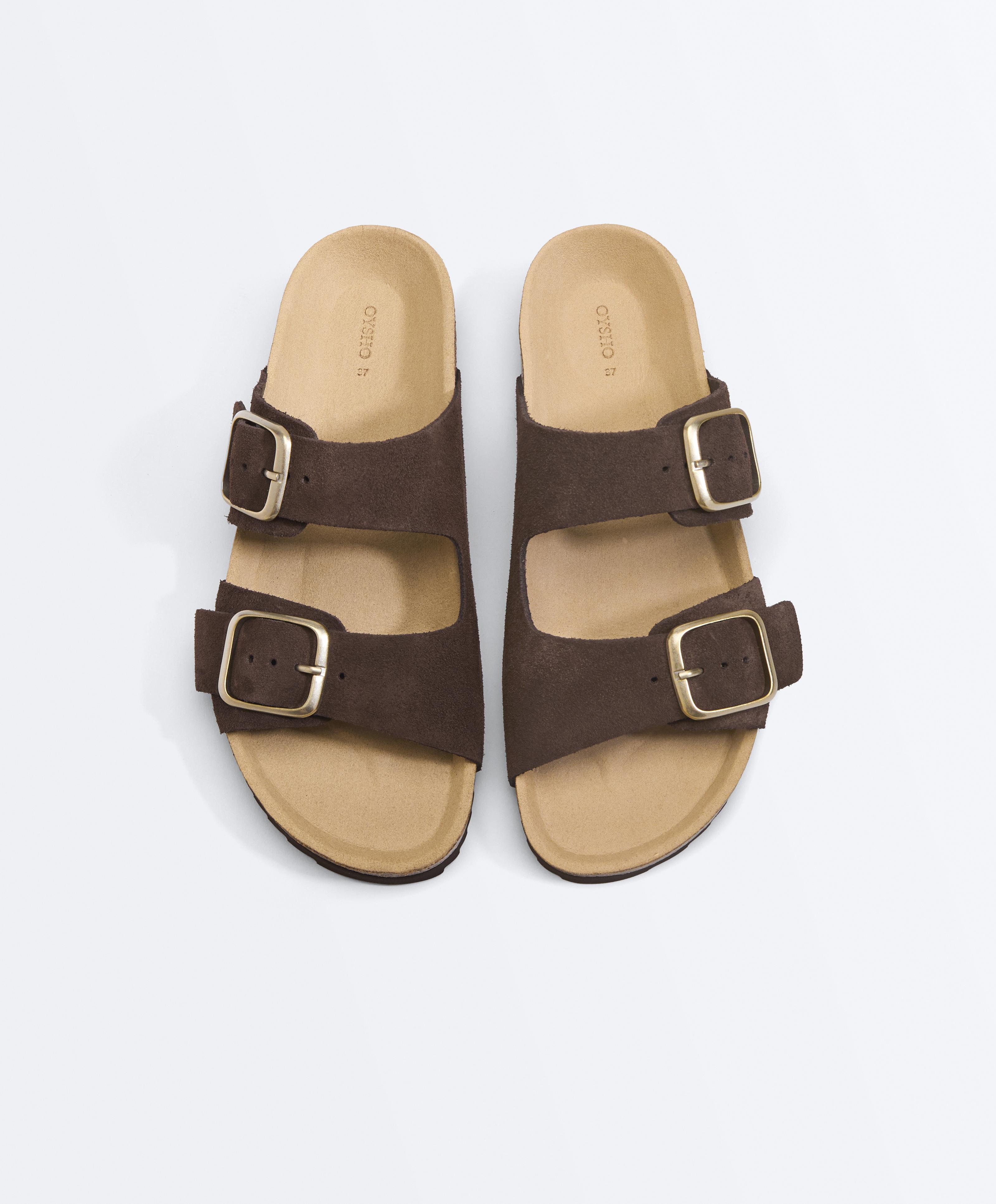 Sandale od brušene kože sa kopčom Sandale od brušene kože sa kopčom