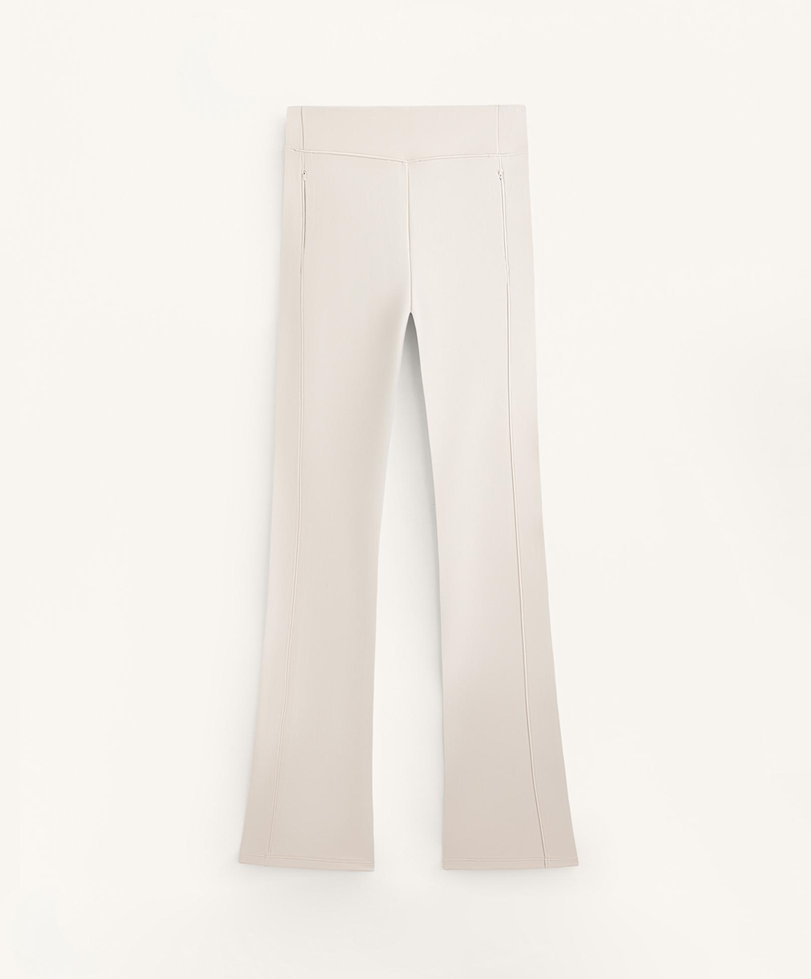 High rise warm flare trousers with pockets — PALE MINK