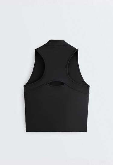 Half-zip sleeveless top — BLACK 8