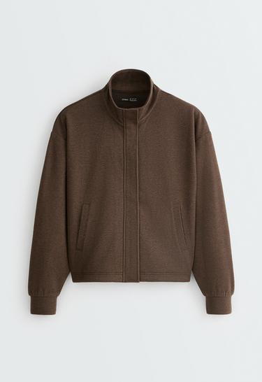 Herringbone zip jacket — BROWN 6