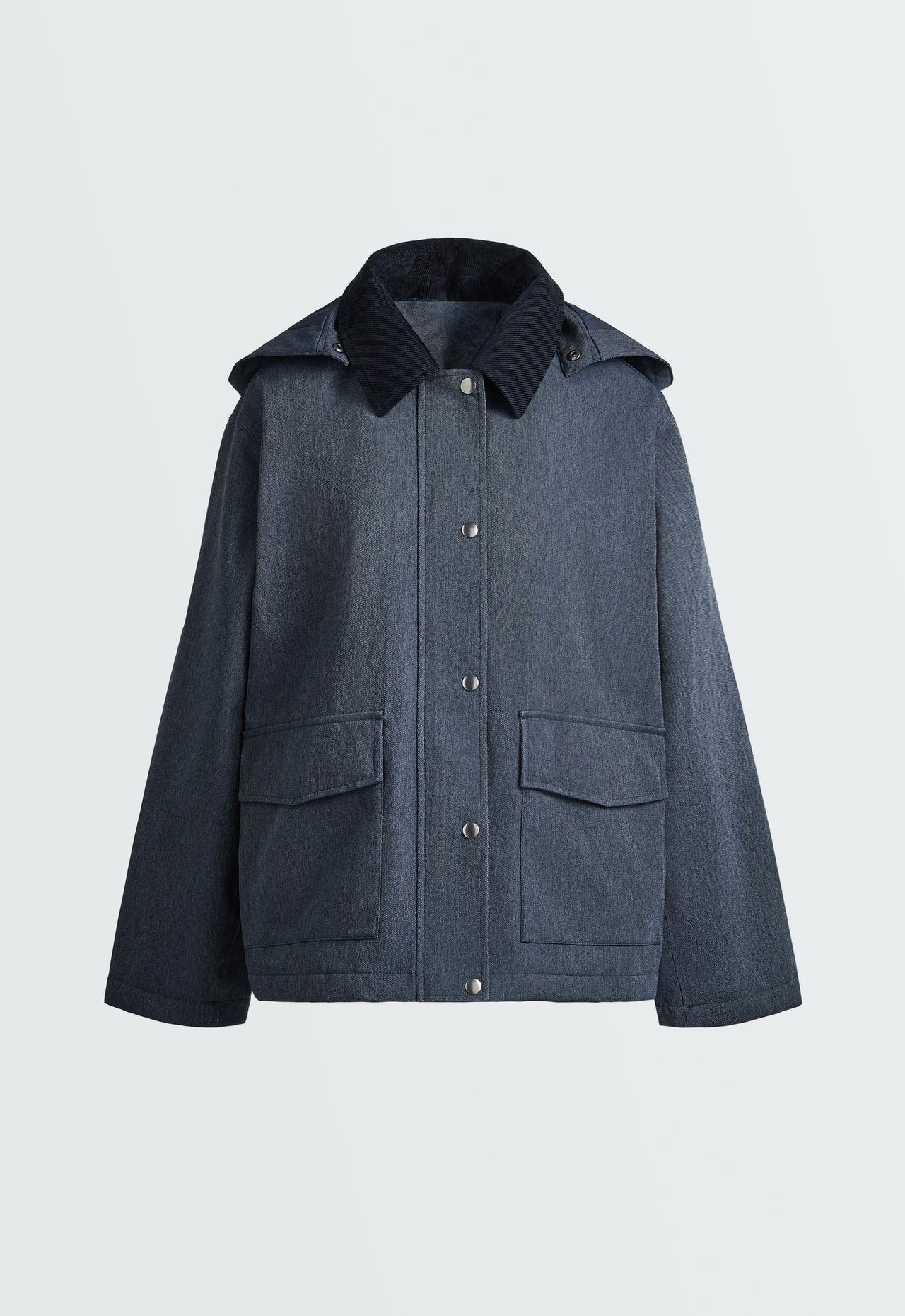 Straight 10k waterproof denim-effect jacket — DARK DENIM