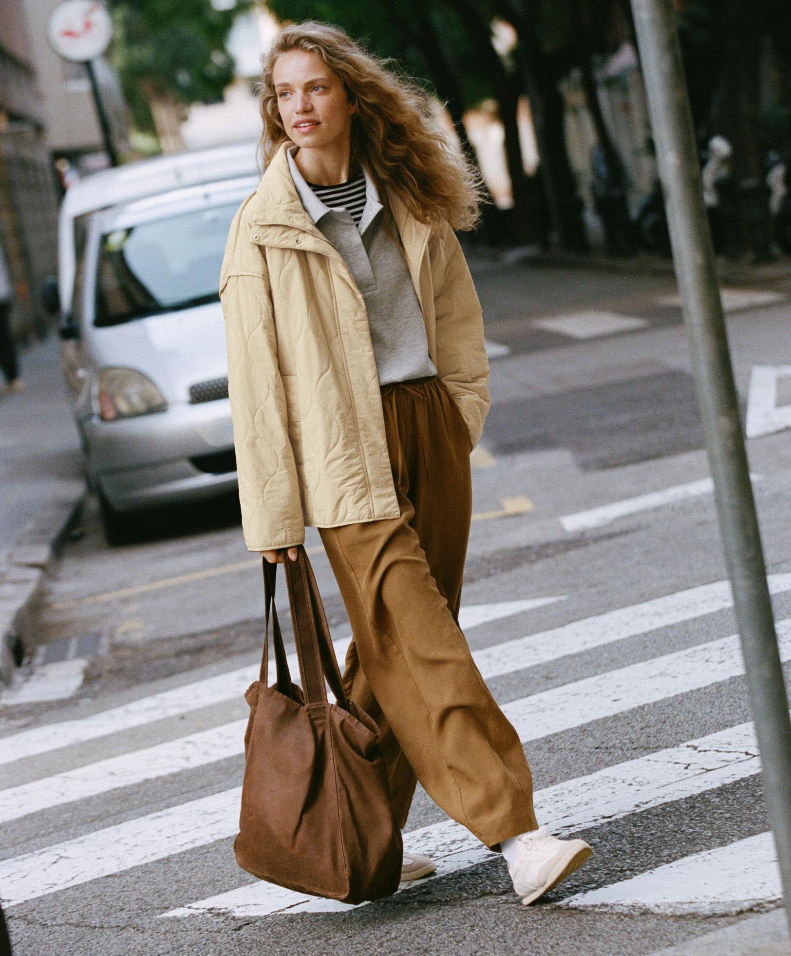 Balloon trousers lyocell blend and 24% linen with seams — COPPER