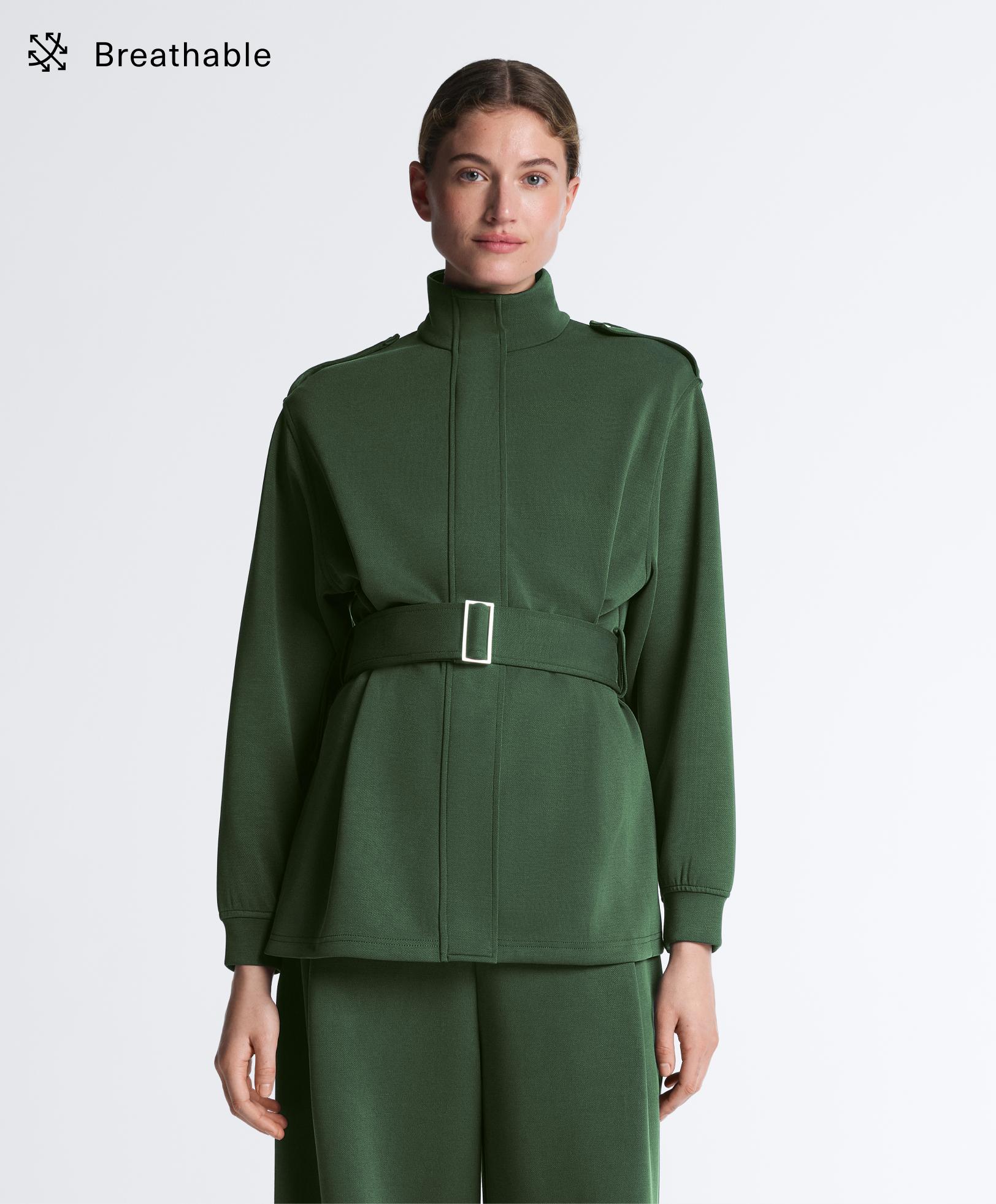 Long utility jacket with cotton and modal twill belt Long utility jacket with cotton and modal twill belt