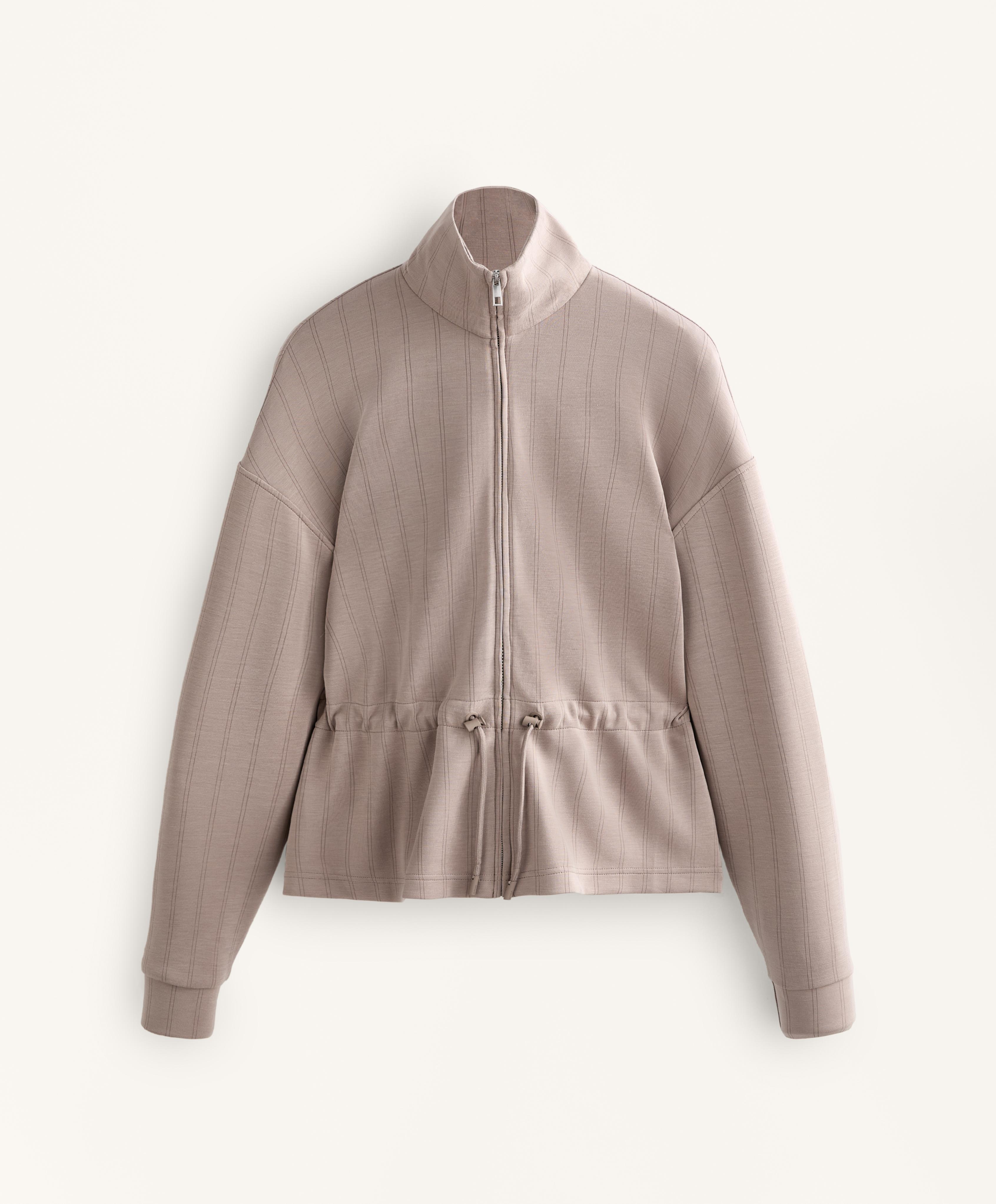 Soft-touch modal jacket with adjustable waist and high collar