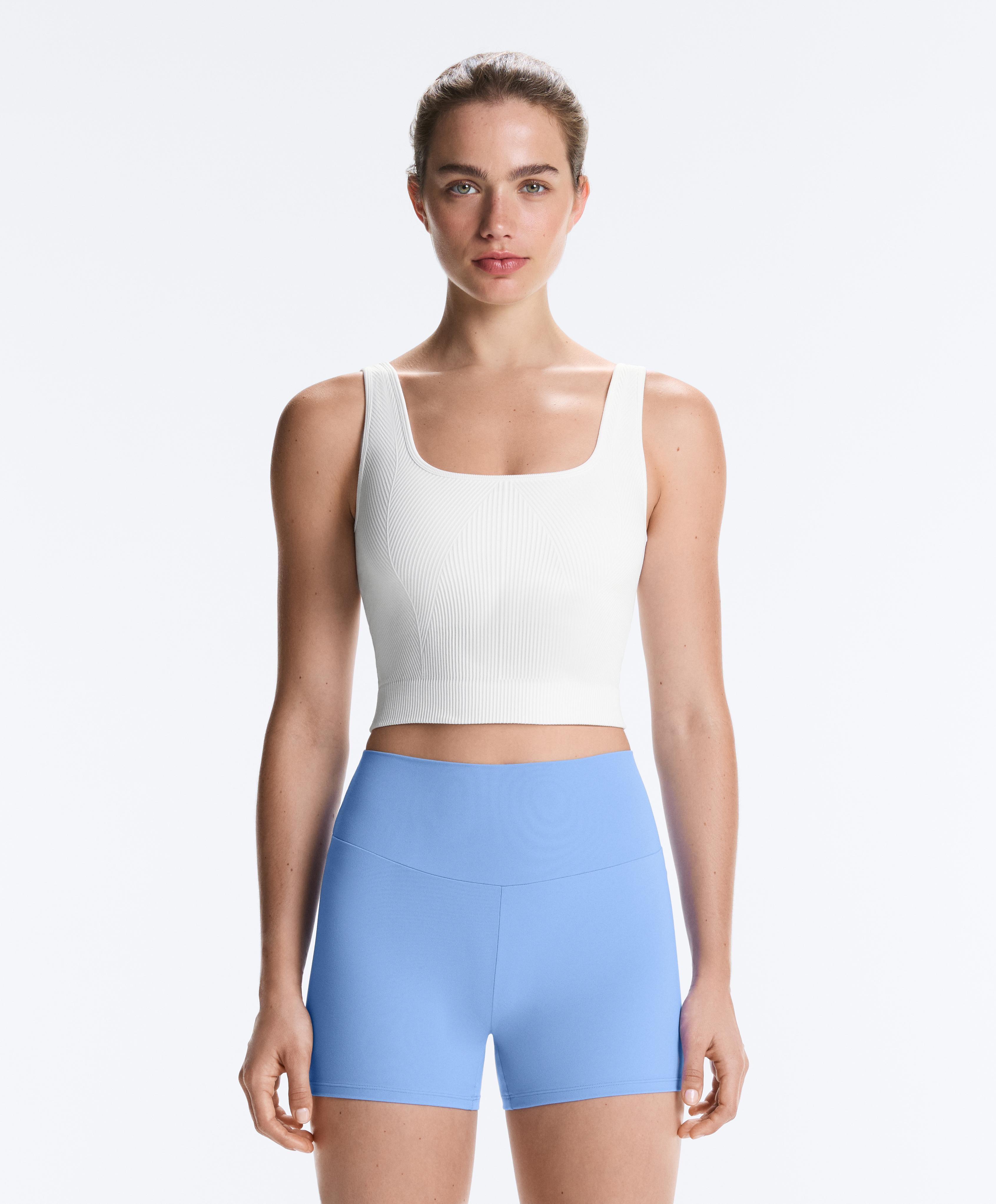 Seamless square neck tank top — WHITE