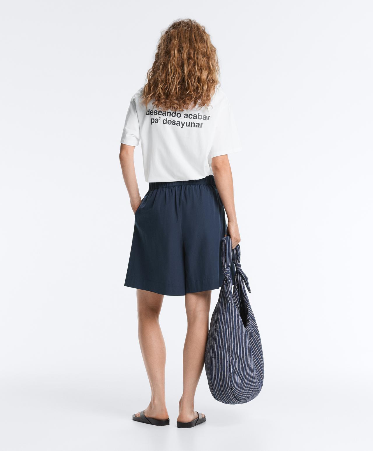 100% cotton Bermuda shorts — NAVY BLUE