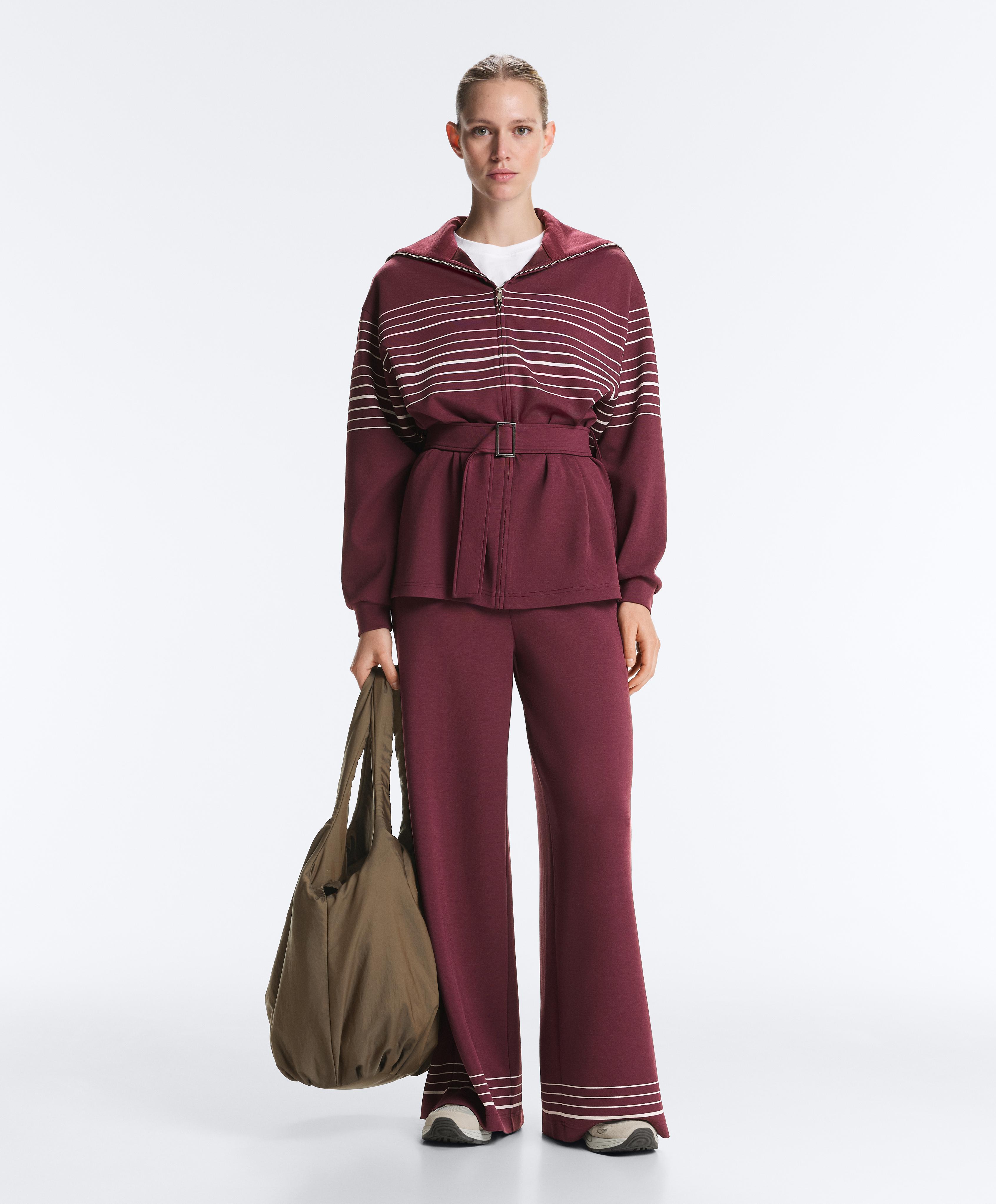 Long sailor stripe jacket with soft-touch modal — CHERRY
