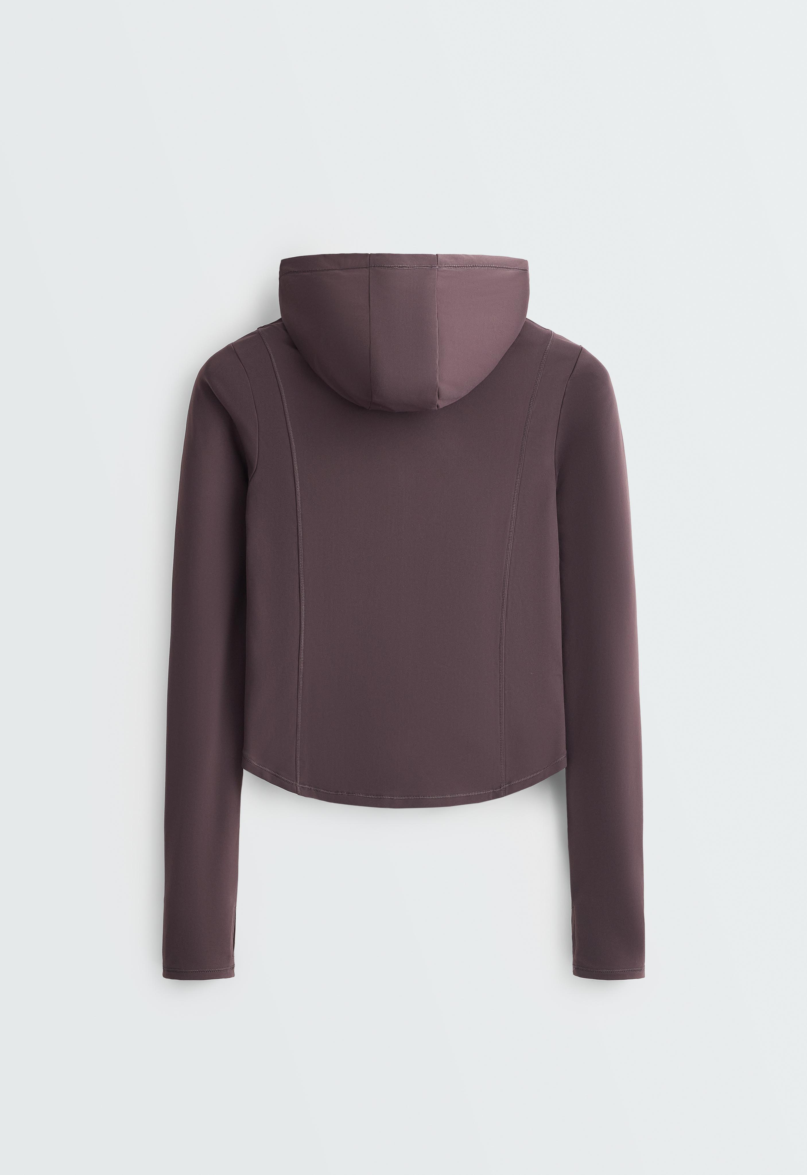 Light warm cropped technical jacket — Purplish brown