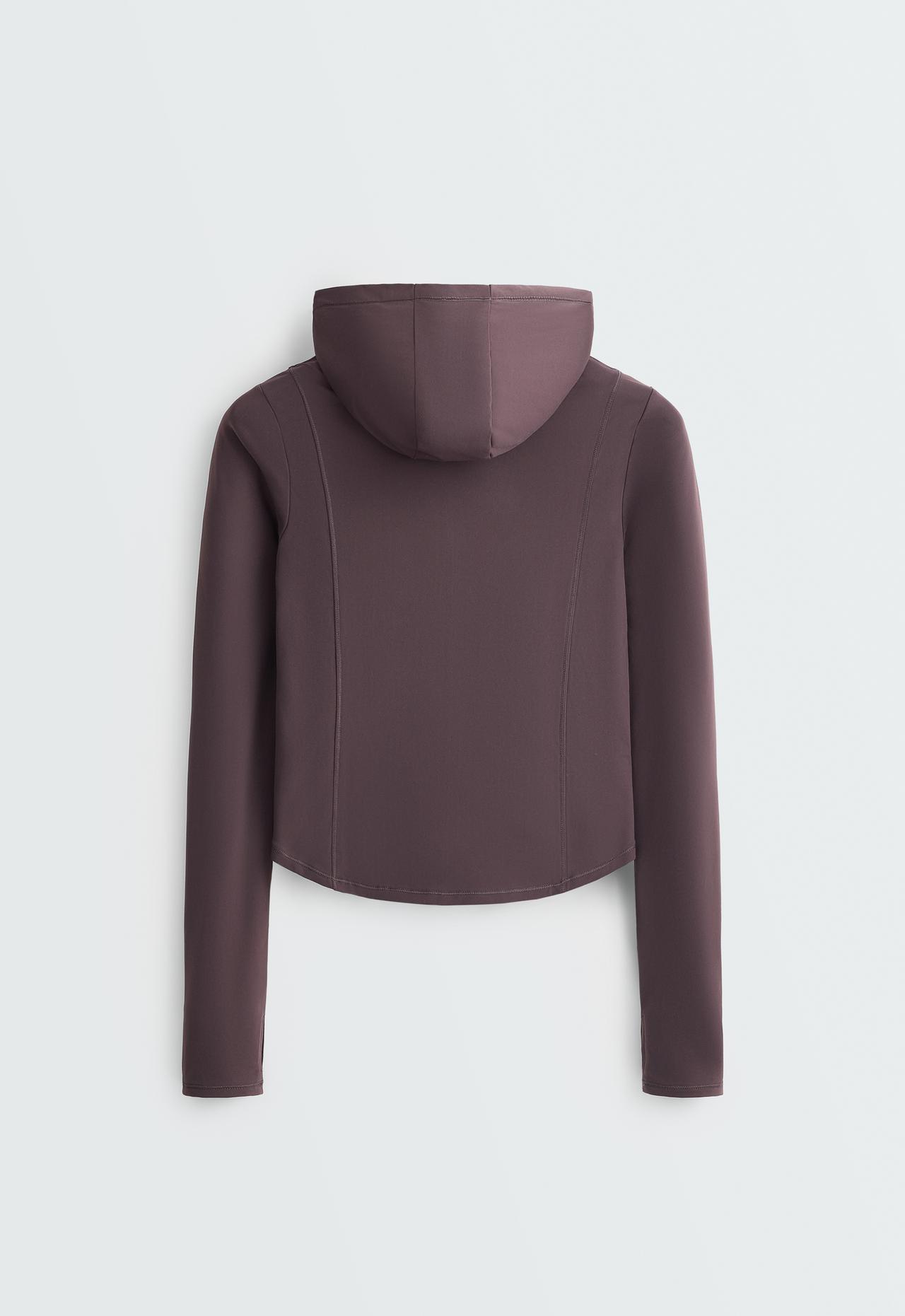Light warm cropped technical jacket — Purplish brown