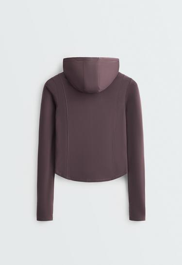Light warm cropped technical jacket — Purplish brown 8