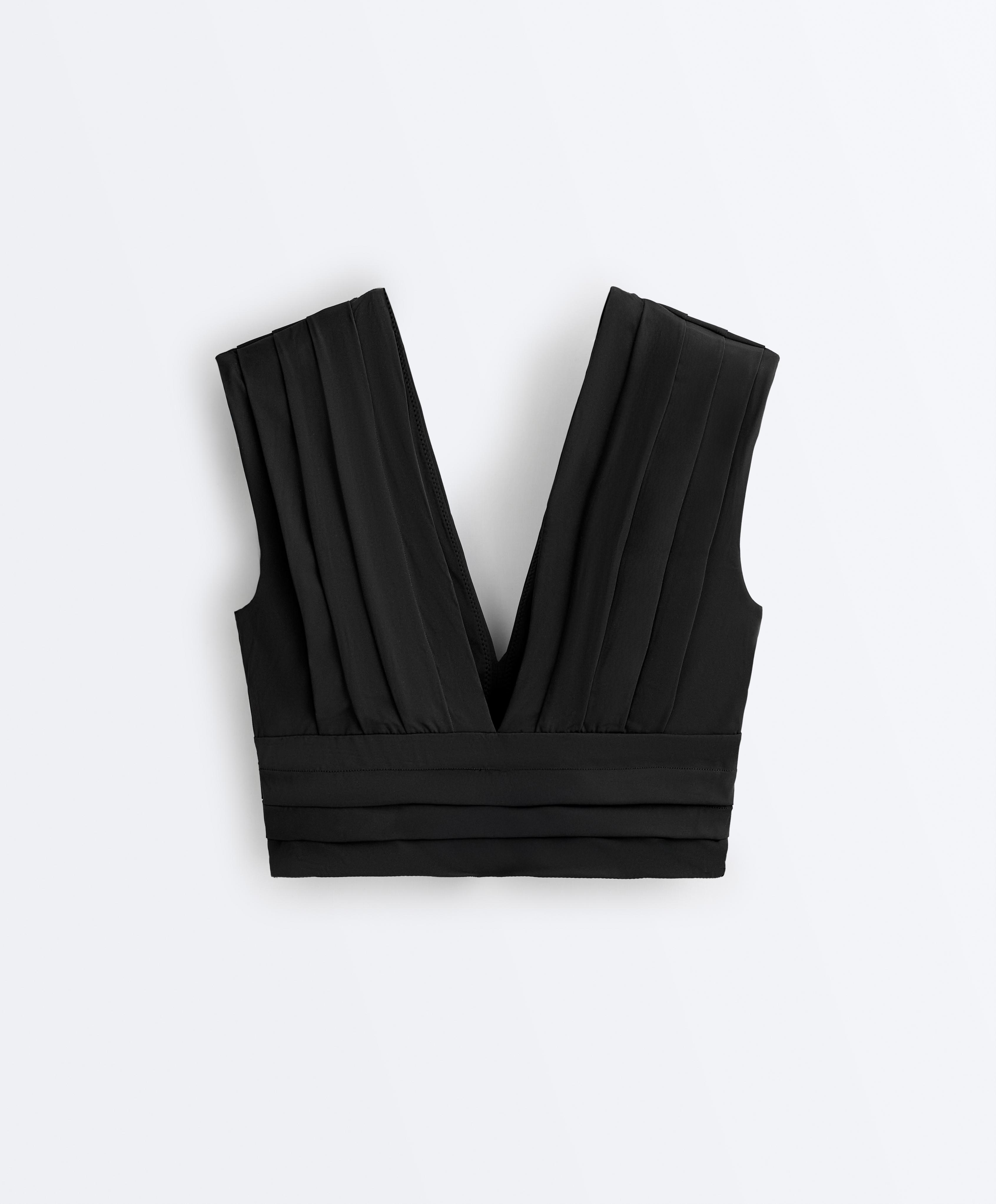 Light Touch pleated tank top — BLACK