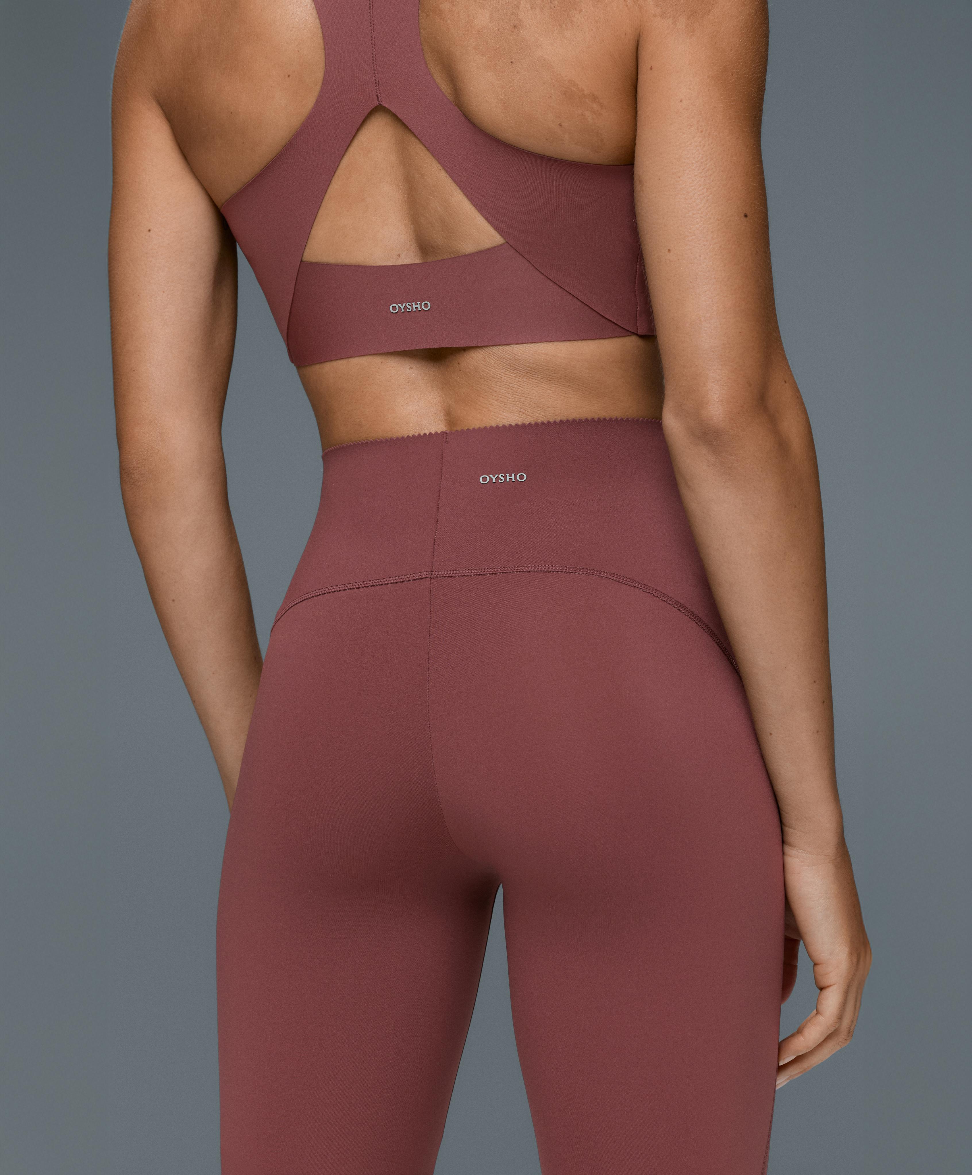 Basic compressive high-waisted ankle-length leggings — FADED BURGUNDY