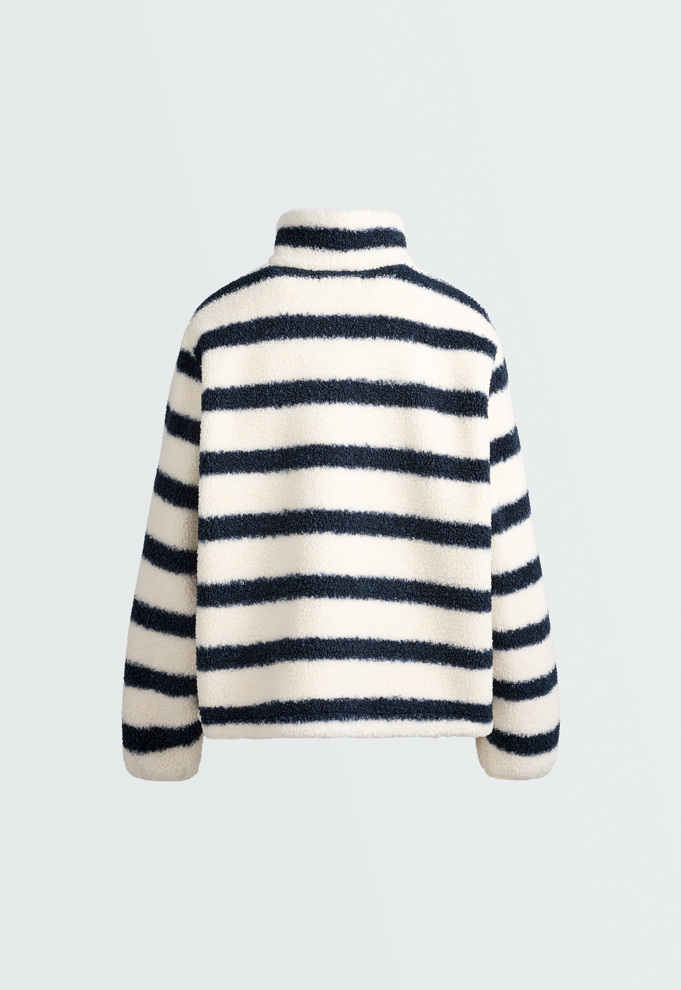 Striped faux-shearling jacket — NAVY BLUE
