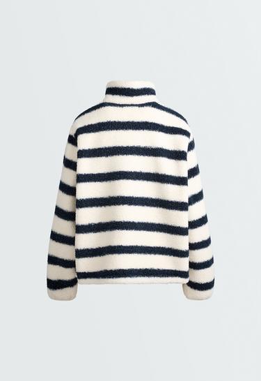 Striped faux-shearling jacket — NAVY BLUE 8