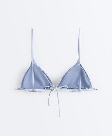 Textured stripe triangle bikini — SKY BLUE 10